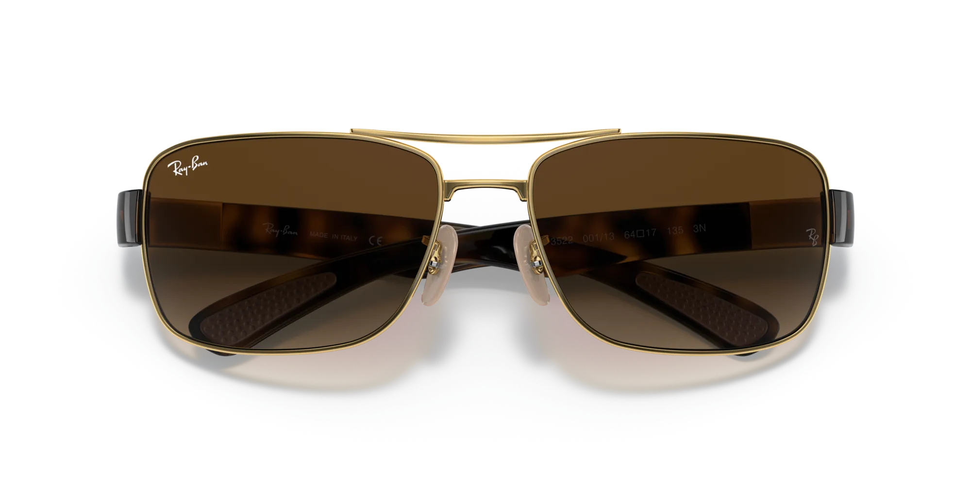 Ray - Ban RB3522 001/13 Occhiali da sole Metallo Oro Marrone Squadrata Normale Sfumato - immagine 2