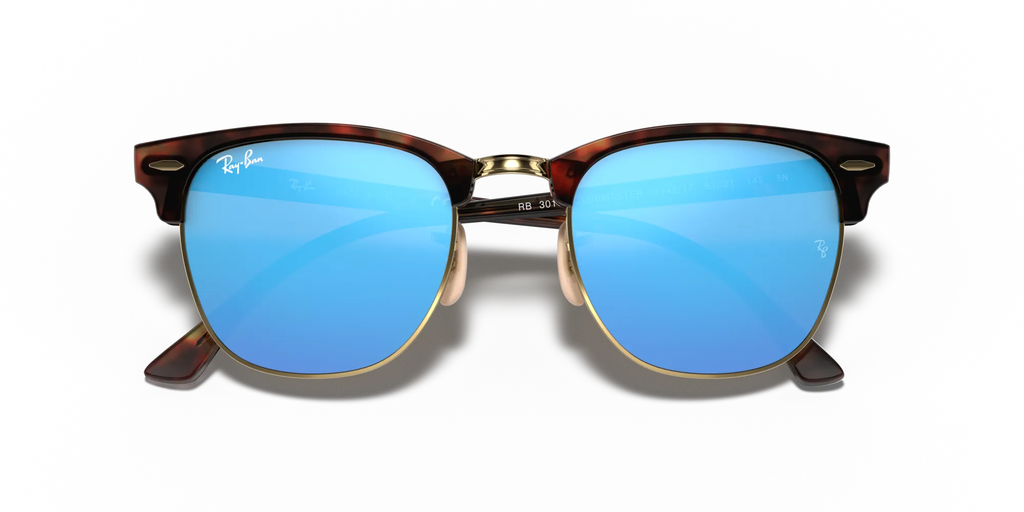 Ray - Ban RB3016 CLUBMASTER 114517 Occhiali da sole Acetato Tartaruga Blu Squadrata Normale Flash - immagine 2