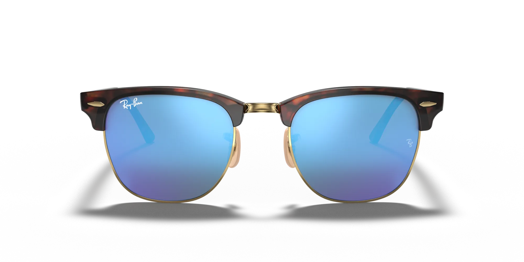 Ray - Ban RB3016 CLUBMASTER 114517 Occhiali da sole Acetato Tartaruga Blu Squadrata Normale Flash - immagine 3
