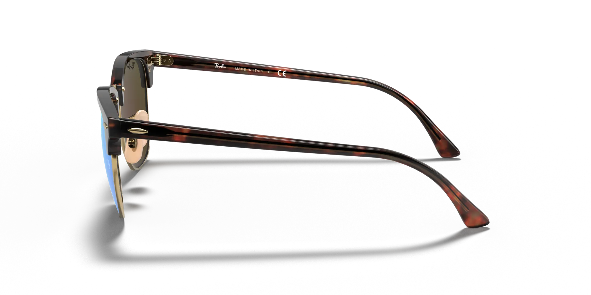 Ray - Ban RB3016 CLUBMASTER 114517 Occhiali da sole Acetato Tartaruga Blu Squadrata Normale Flash - immagine 4