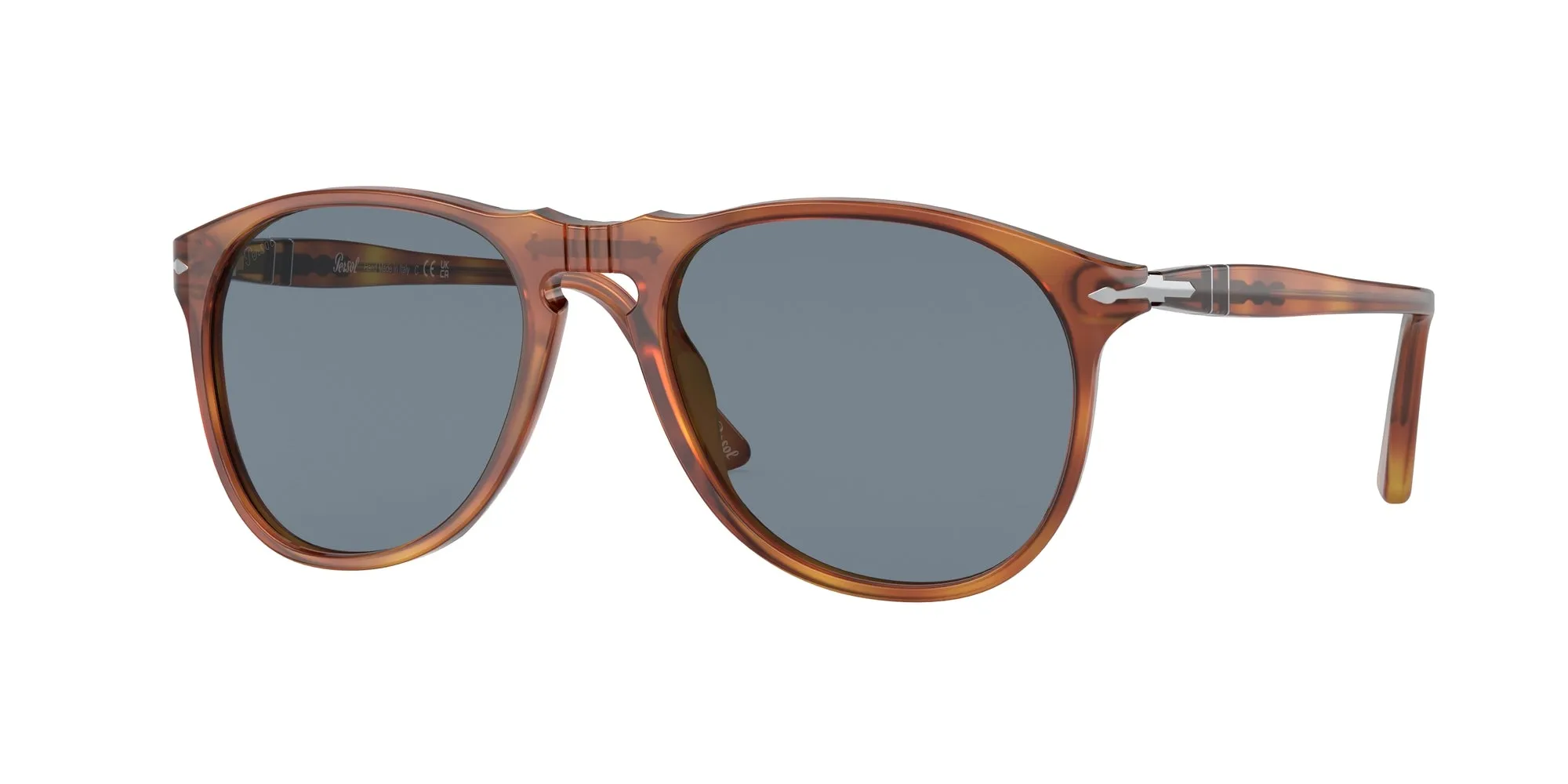 Persol PO9649S 96/56 Occhiali da sole Acetato Marrone Blu Pilot Normale - immagine 1