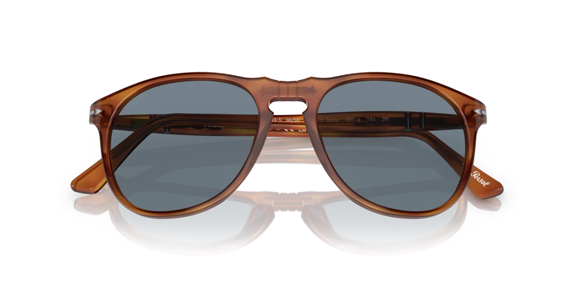 Persol PO9649S 96/56 Occhiali da sole Acetato Marrone Blu Pilot Normale - immagine 2