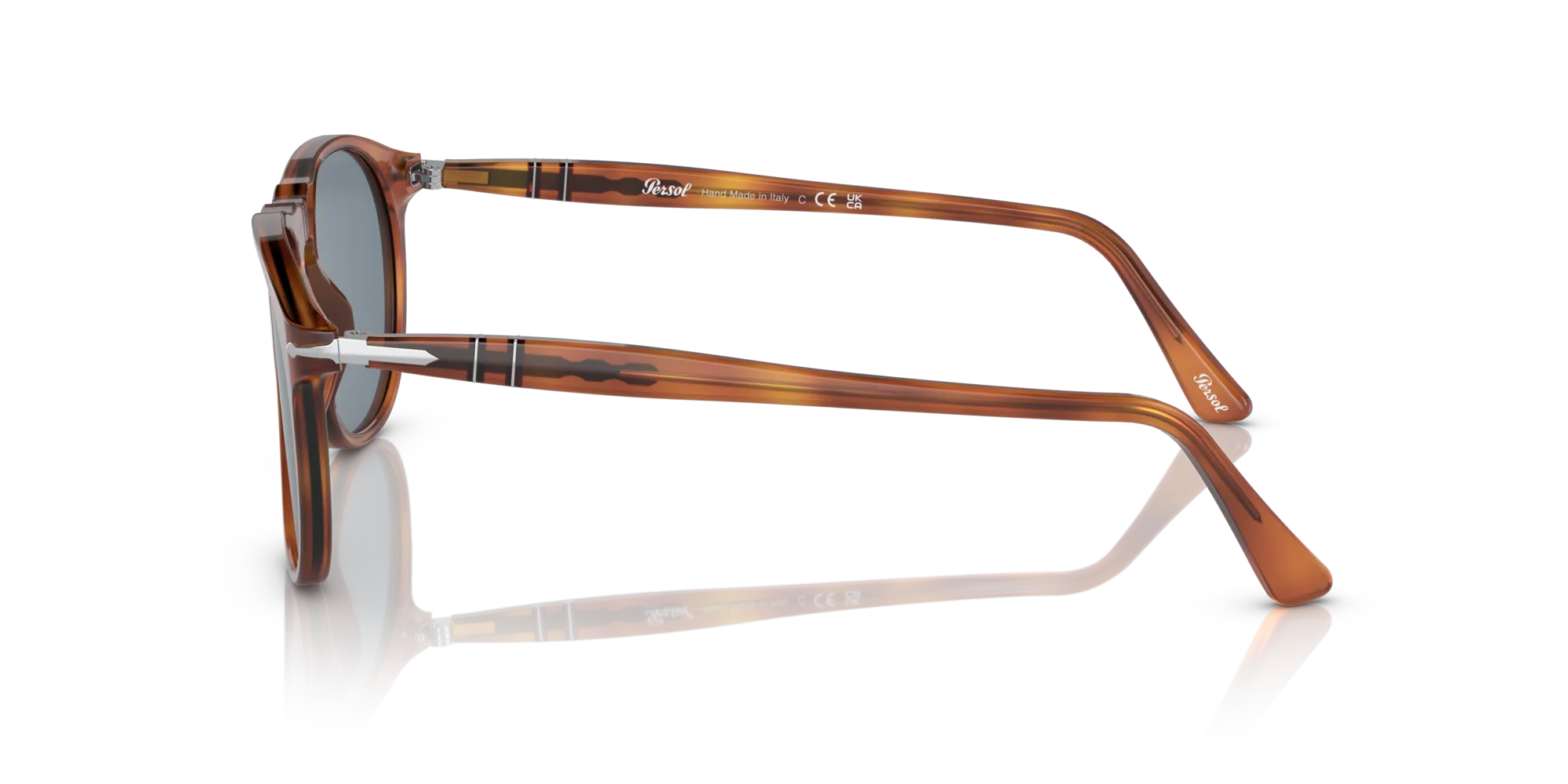 Persol PO9649S 96/56 Occhiali da sole Acetato Marrone Blu Pilot Normale - immagine 4