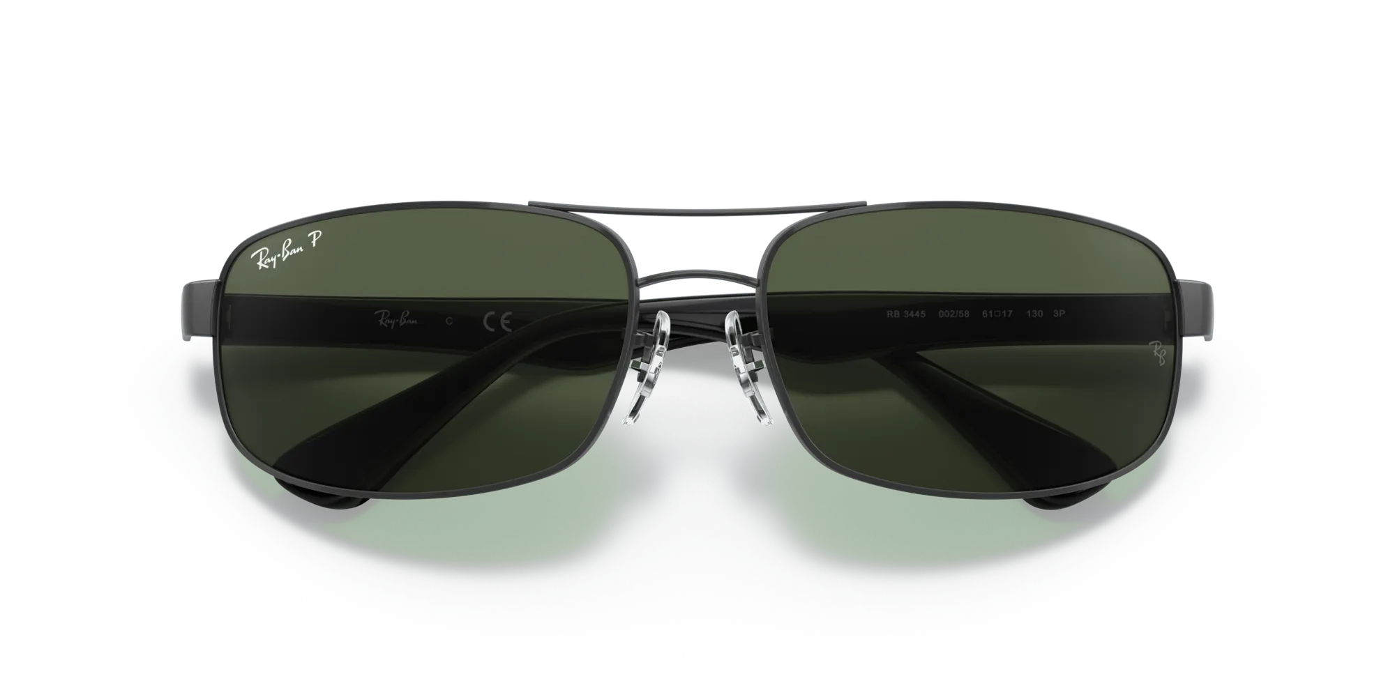 Ray - Ban RB3445 RB3445 002/58 Occhiali da sole Metallo Nero G15 Squadrata Polarizzata - immagine 2
