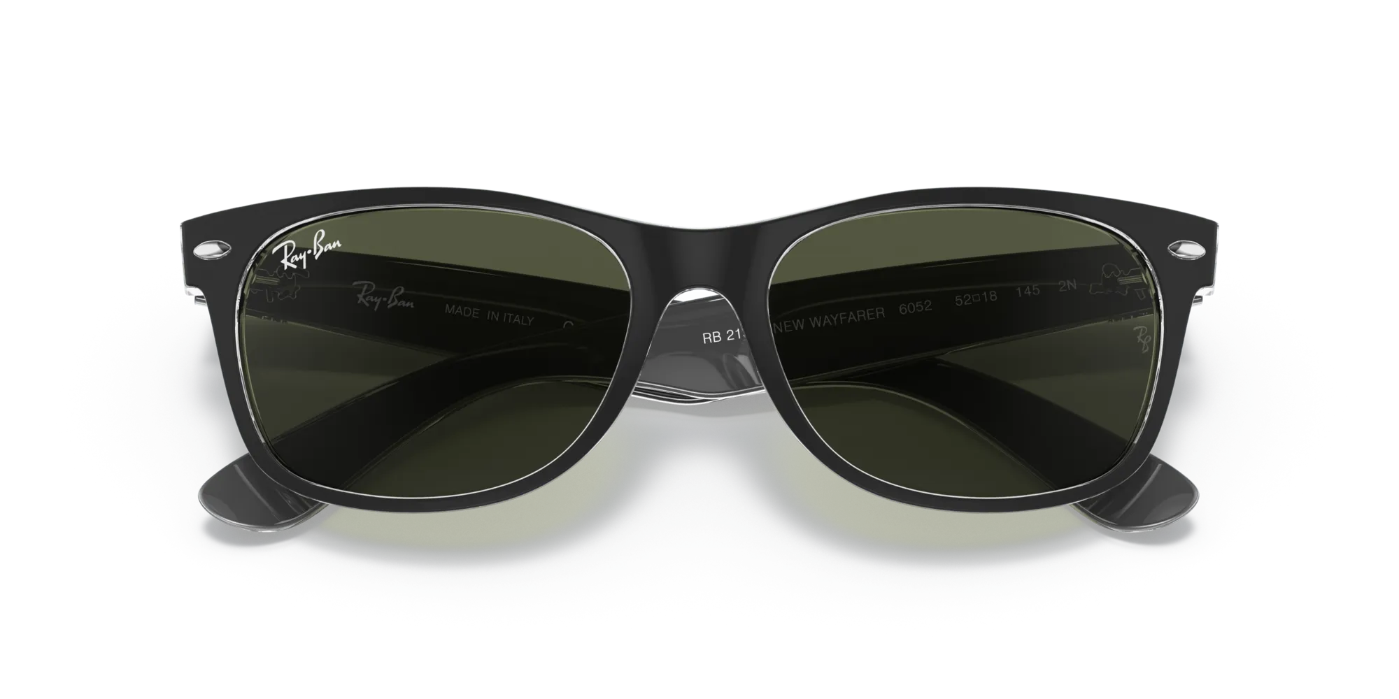 Ray - Ban RB2132 NEW WAYFARER 6052 Occhiali da sole Iniettato Nero G15 Squadrata Normale - immagine 2
