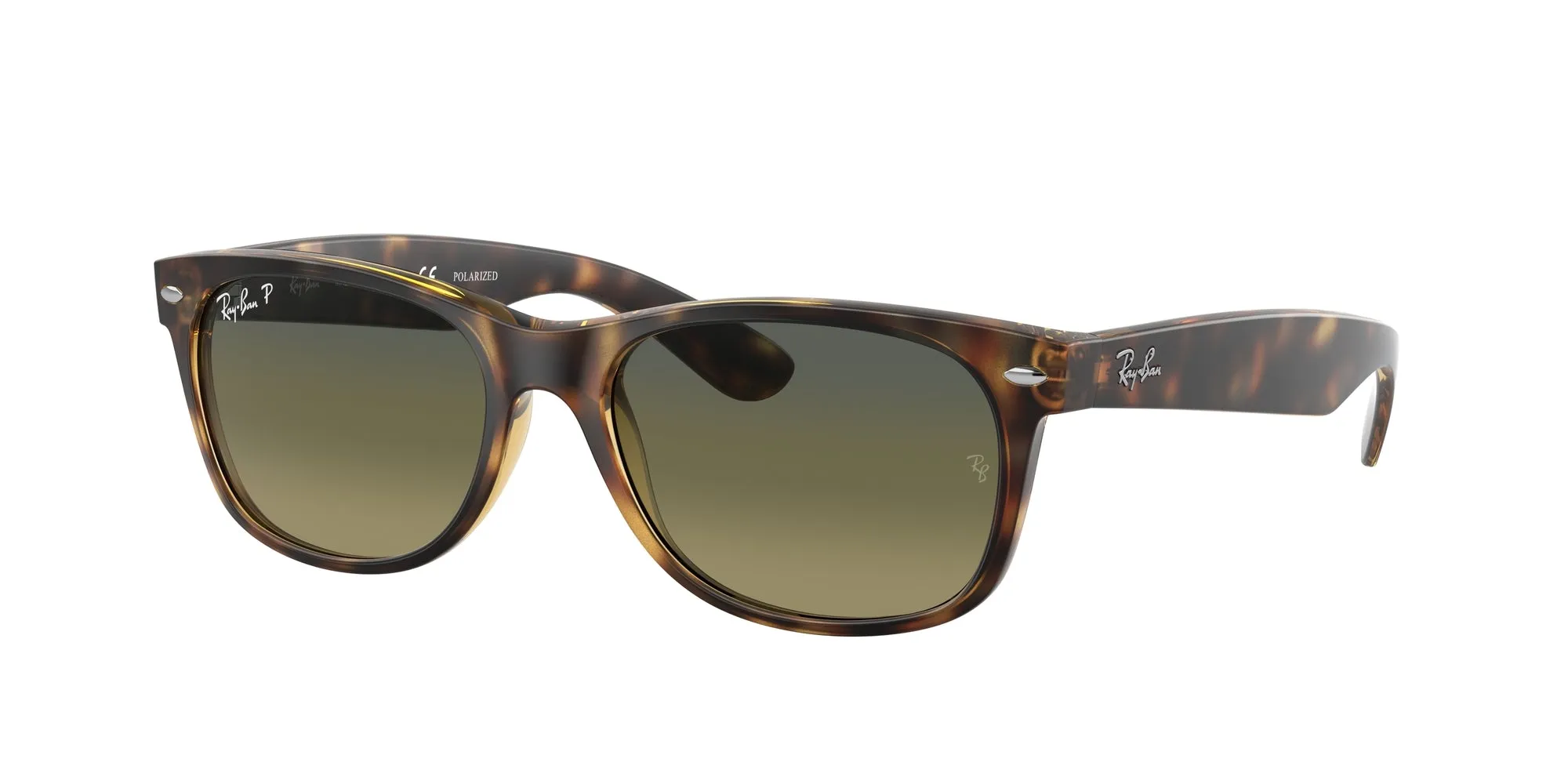 Ray - Ban RB2132 NEW WAYFARER 894/76 Occhiali da sole Iniettato Tartaruga Blu Squadrata Polarizzata - immagine 1