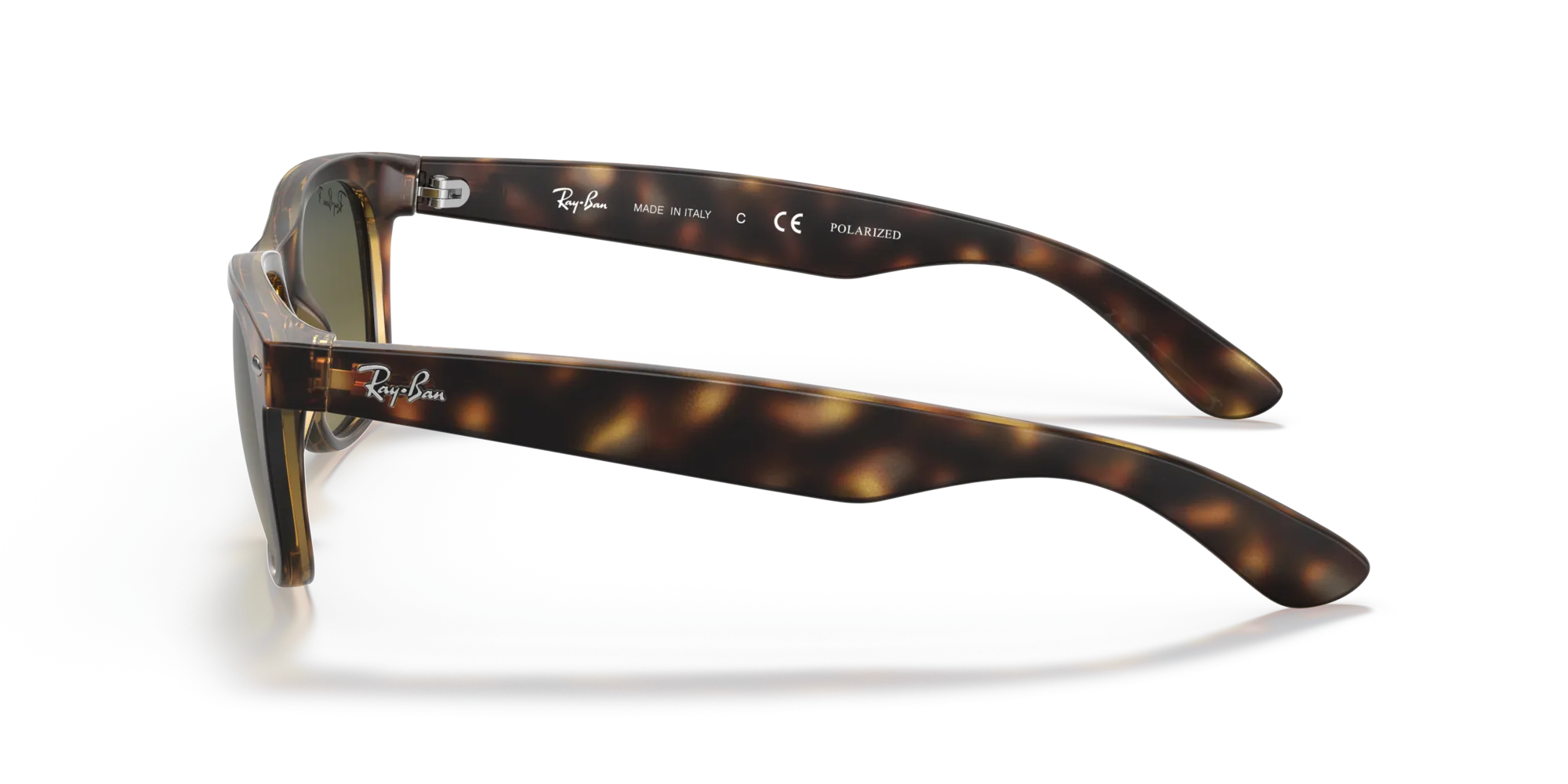 Ray - Ban RB2132 NEW WAYFARER 894/76 Occhiali da sole Iniettato Tartaruga Blu Squadrata Polarizzata - immagine 4