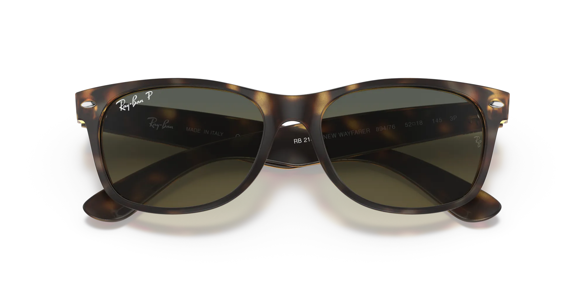 Ray - Ban RB2132 NEW WAYFARER 894/76 Occhiali da sole Iniettato Tartaruga Blu Squadrata Polarizzata - immagine 2