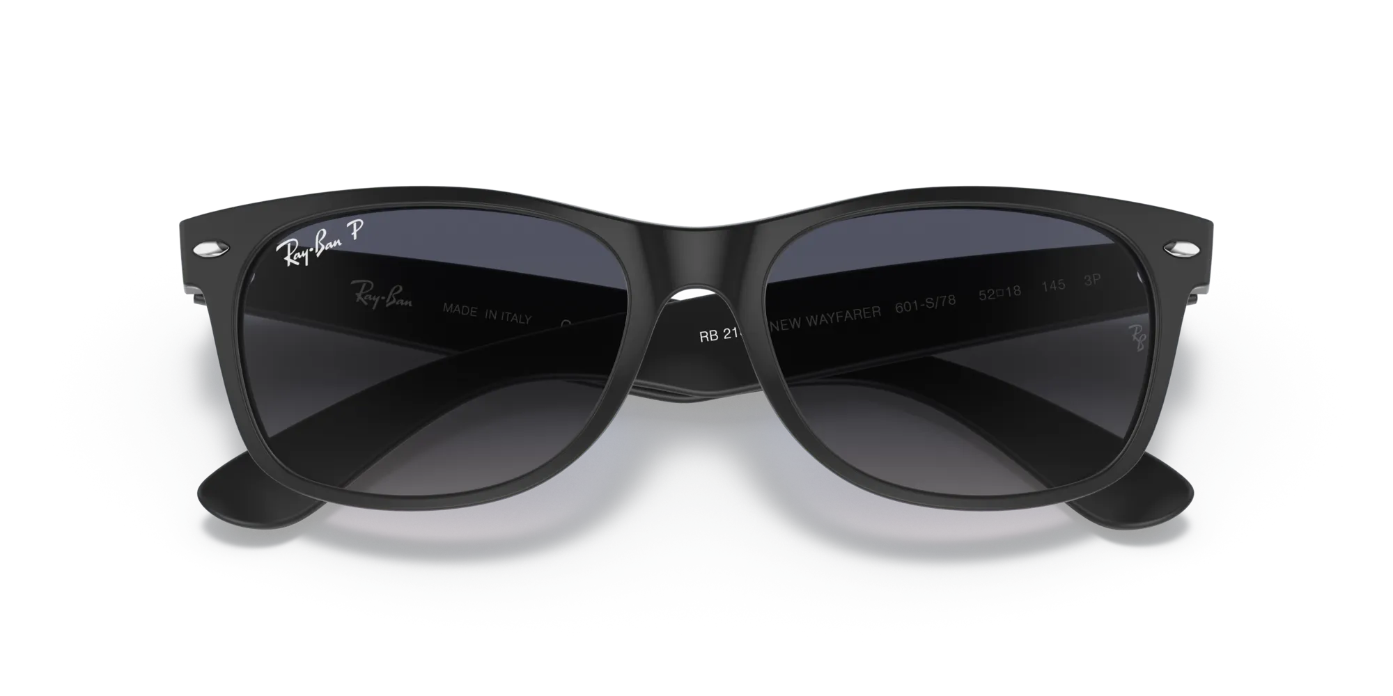 Ray - Ban RB2132 NEW WAYFARER 601S78 Occhiali da sole Iniettato Nero Blu Squadrata Polarizzata Sfumato - immagine 2