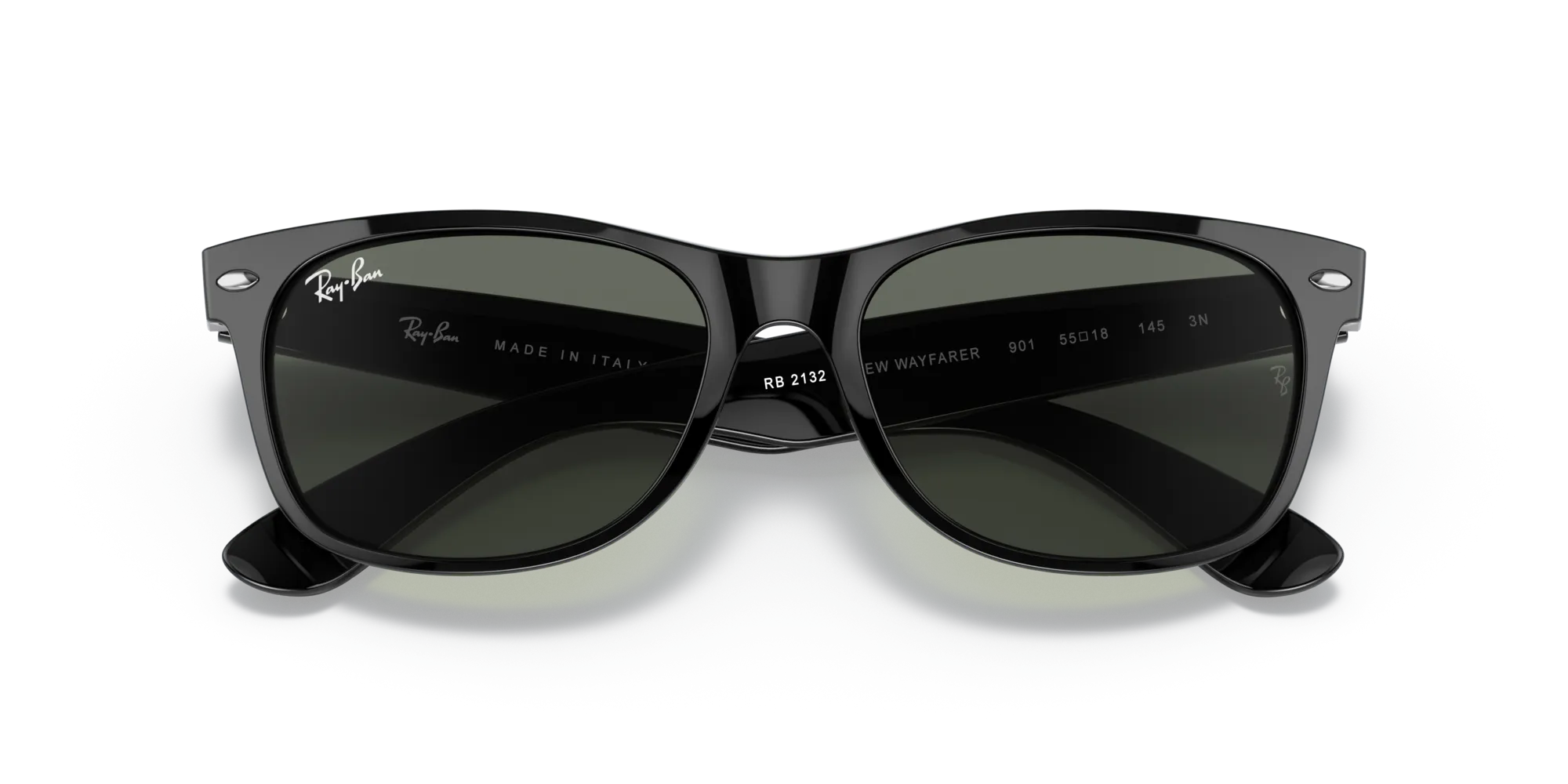 Ray - Ban RB2132 NEW WAYFARER 901L Occhiali da sole Iniettato Nero G15 Squadrata Normale - immagine 2