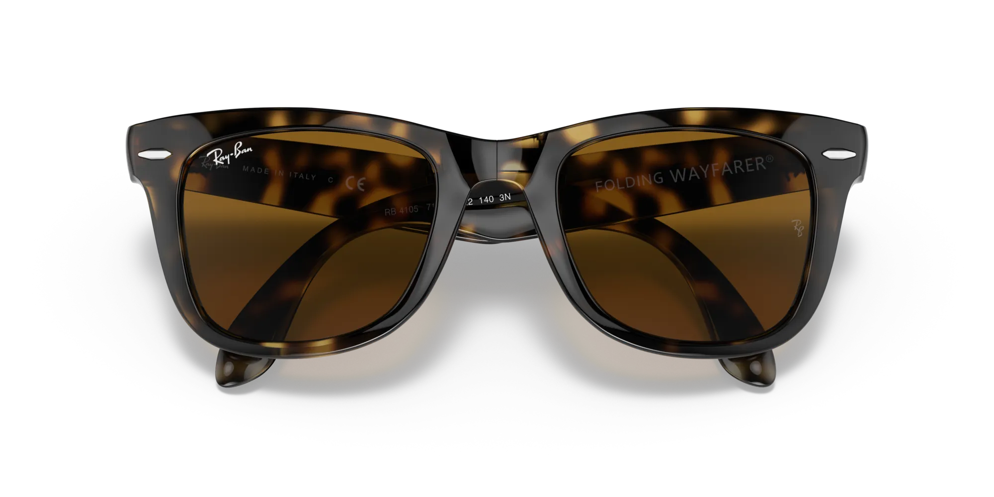 Ray - Ban RB4105 FOLDING WAYFARER 710 Occhiali da sole Iniettato Tartaruga Squadrata Normale - immagine 2