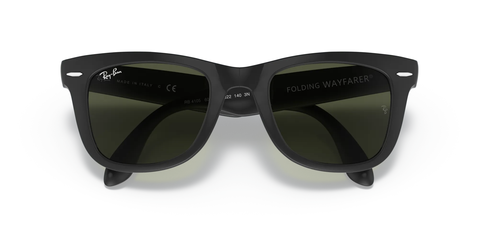 Ray - Ban RB4105 FOLDING WAYFARER 601S Occhiali da sole Iniettato Nero G15 Squadrata Normale - immagine 2