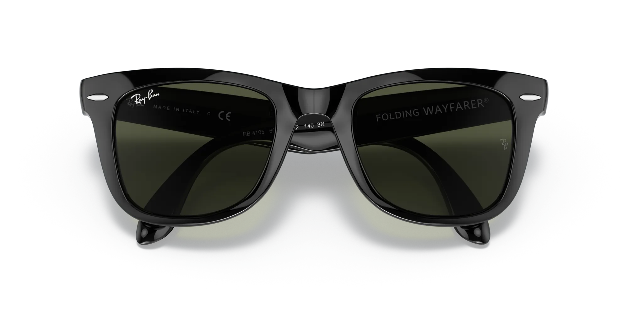 Ray - Ban RB4105 FOLDING WAYFARER 601 Occhiali da sole Iniettato Nero G15 Squadrata Normale - immagine 2