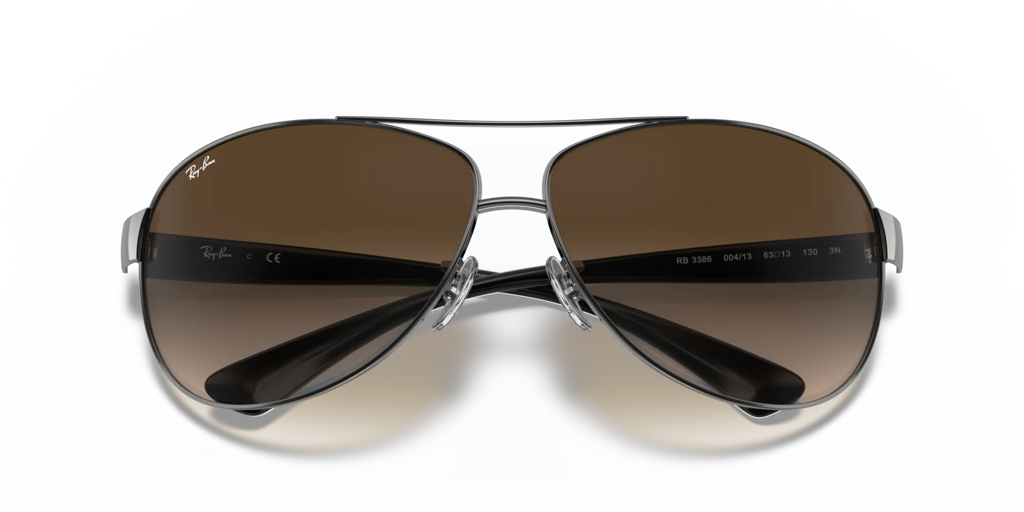 Ray - Ban RB3386 RB3386 004/13 Occhiali da sole Metallo Grigio Marrone Pilot Normale Sfumato - immagine 2