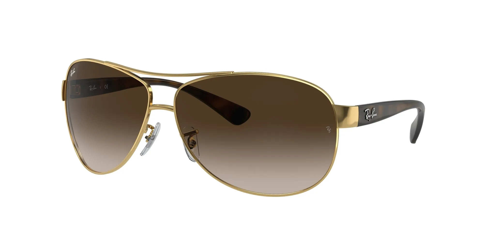 Ray - Ban RB3386 RB3386 001/13 Occhiali da sole Acciaio Oro Marrone Pilot Normale Sfumato - immagine 1