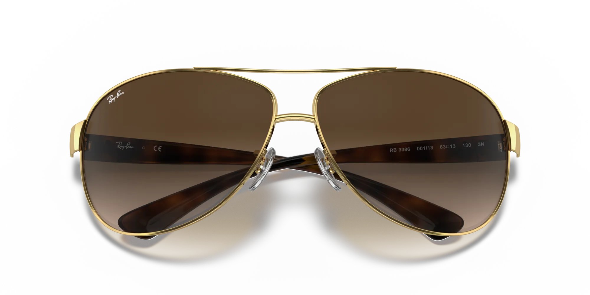 Ray - Ban RB3386 RB3386 001/13 Occhiali da sole Acciaio Oro Marrone Pilot Normale Sfumato - immagine 2