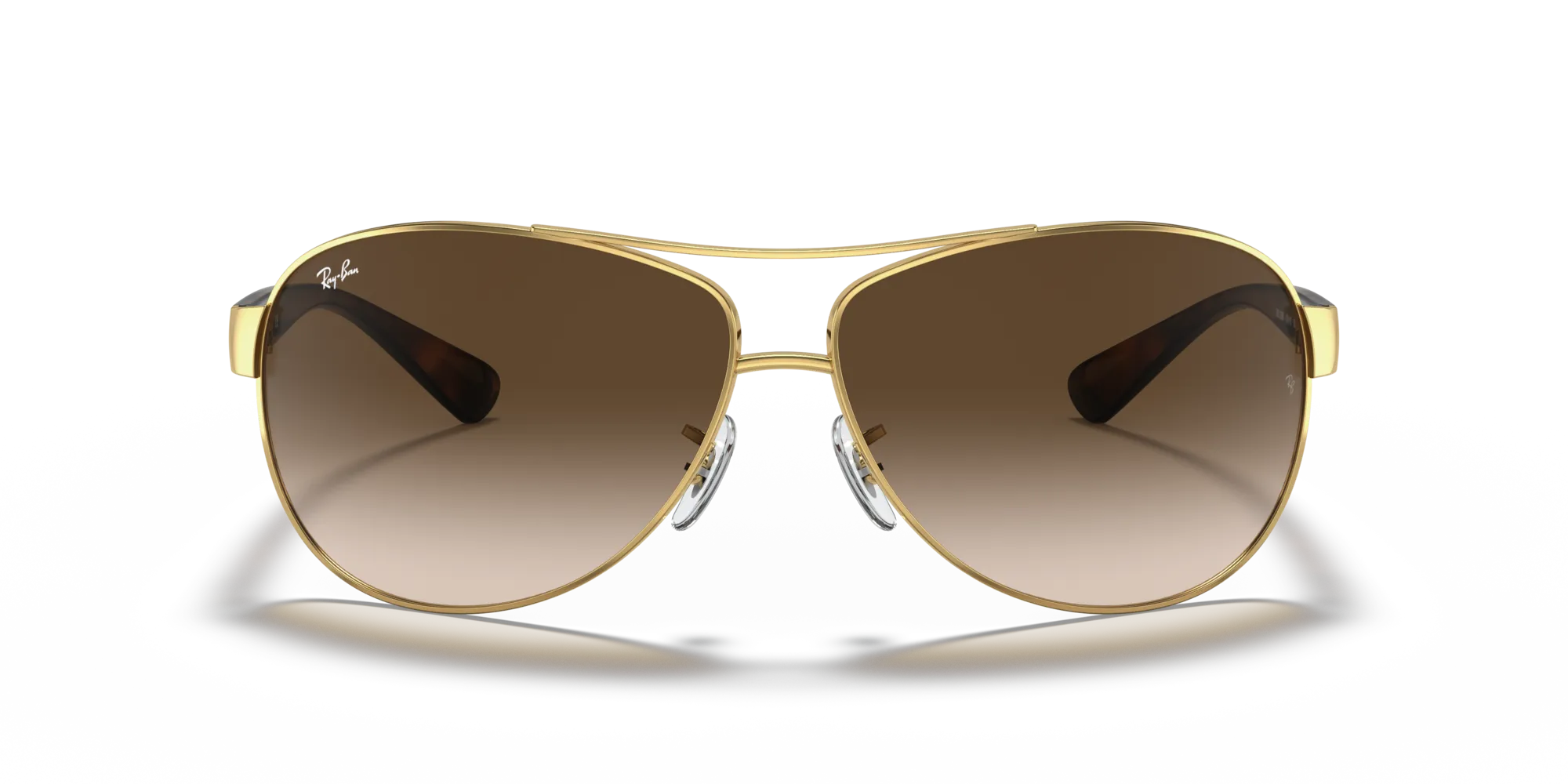 Ray - Ban RB3386 RB3386 001/13 Occhiali da sole Acciaio Oro Marrone Pilot Normale Sfumato - immagine 3