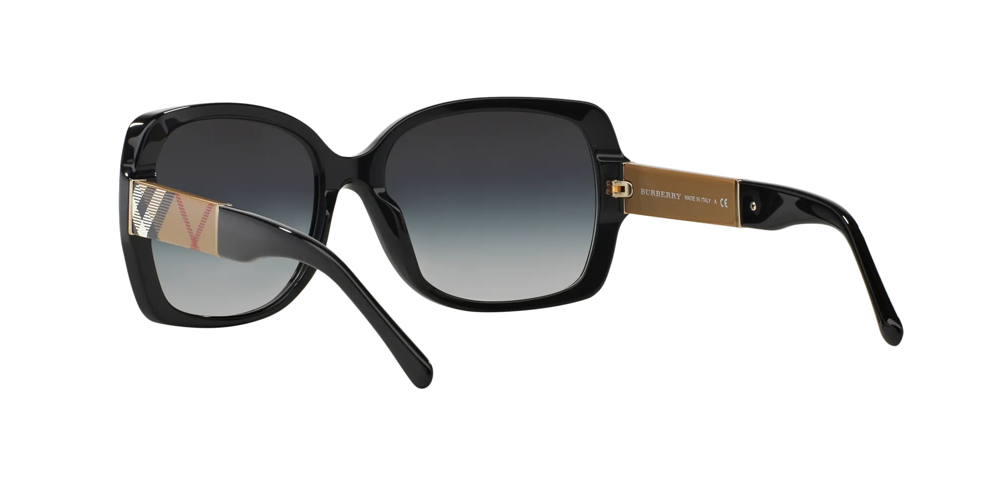 Burberry BE4160 34338G Occhiali da sole Acetato Nero Grigio Squadrata Normale Sfumato - immagine 4