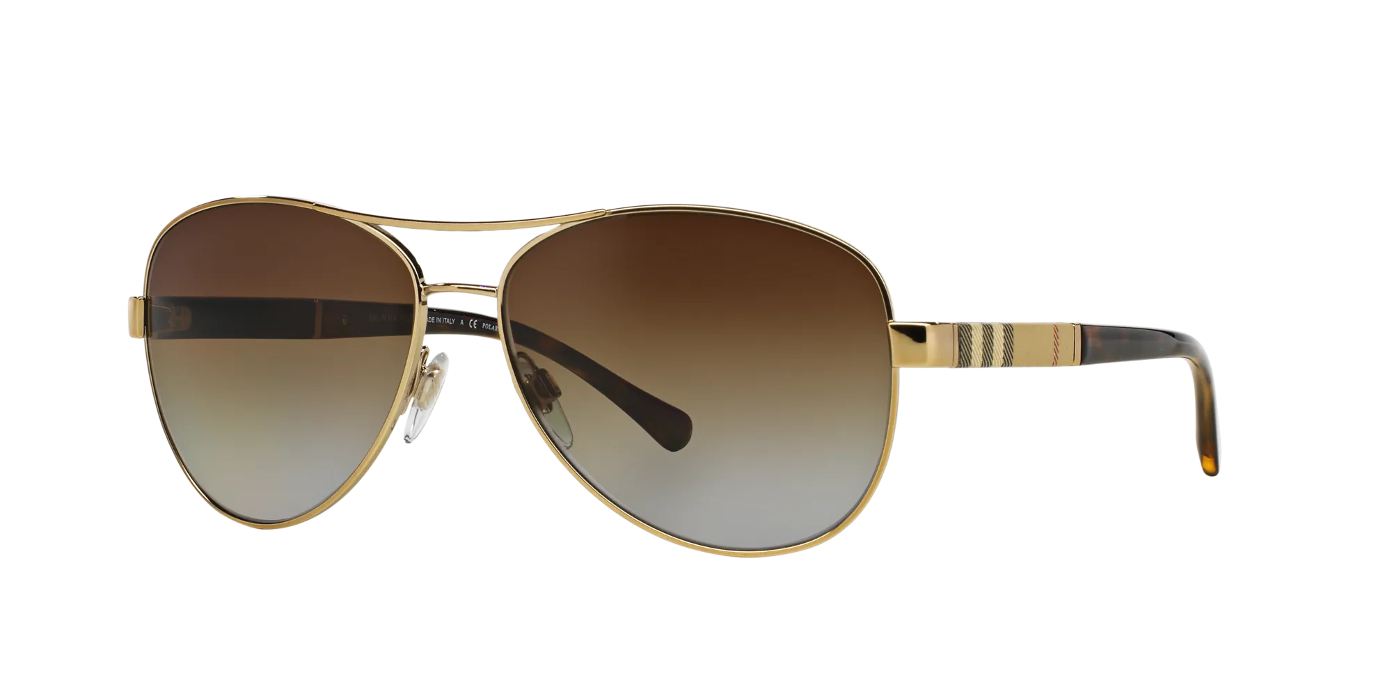 Burberry BE3080 1145T5 Occhiali da sole Acciaio Oro Marrone Pilot Polarizzata Sfumato - immagine 1