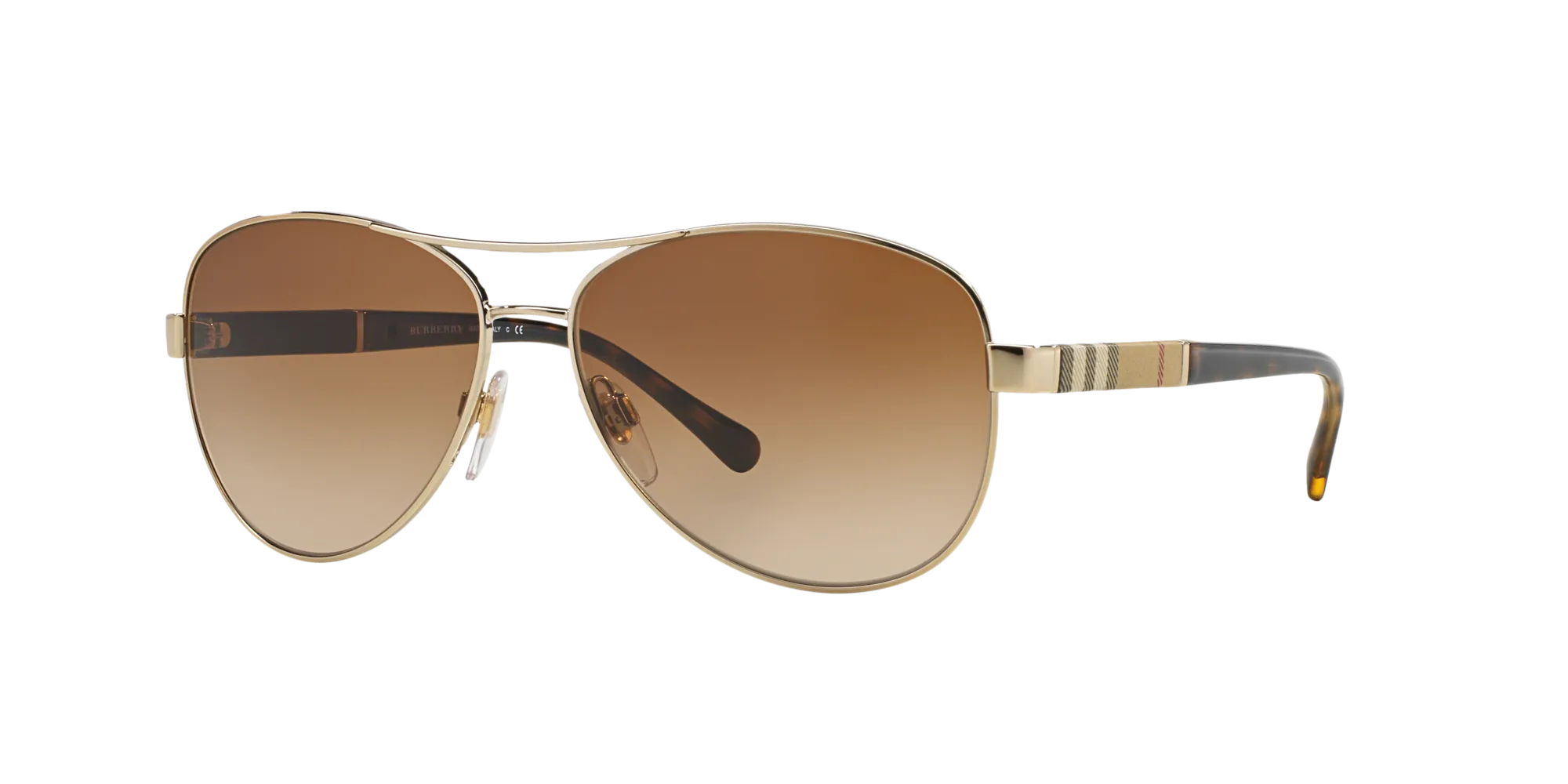 Burberry BE3080 114513 Occhiali da sole Acciaio Oro Marrone Pilot Normale Sfumato - immagine 1
