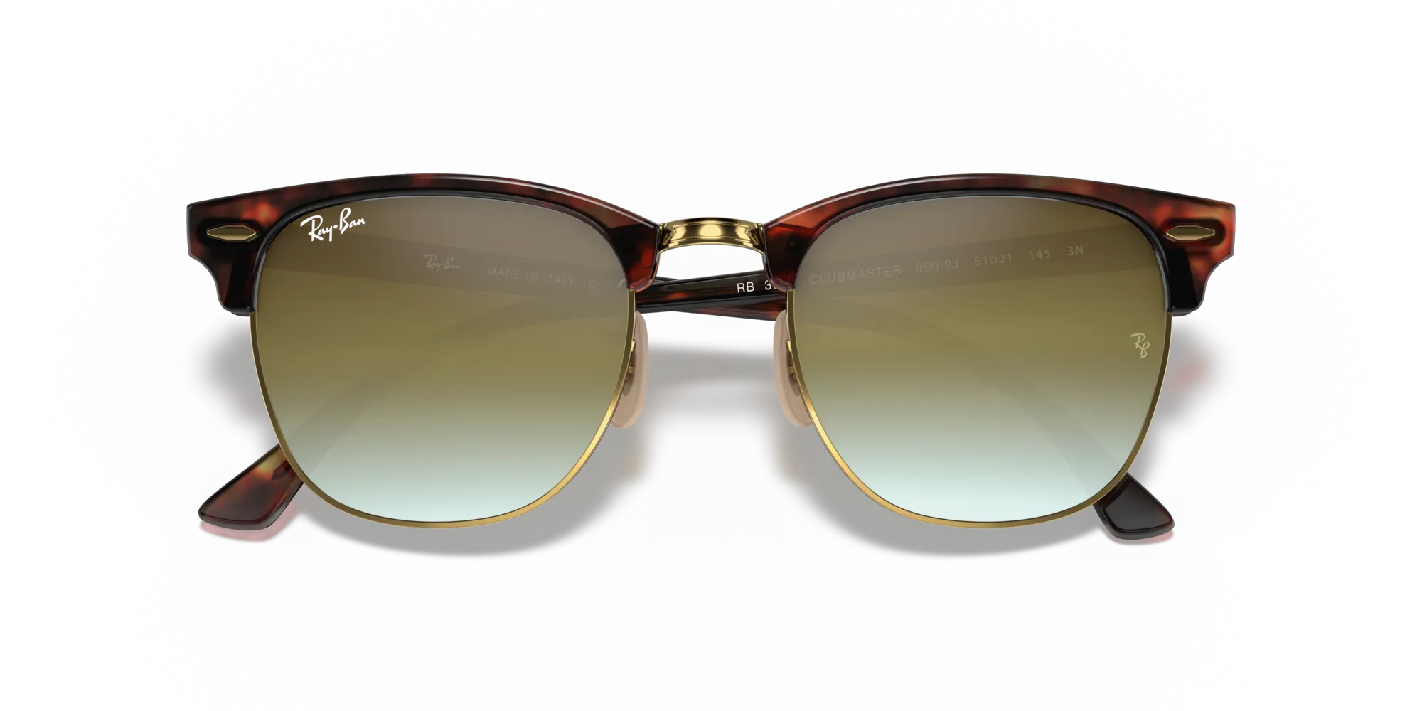 Ray - Ban RB3016 CLUBMASTER 990/9J Occhiali da sole Acetato Tartaruga Verde Squadrata Normale - immagine 2