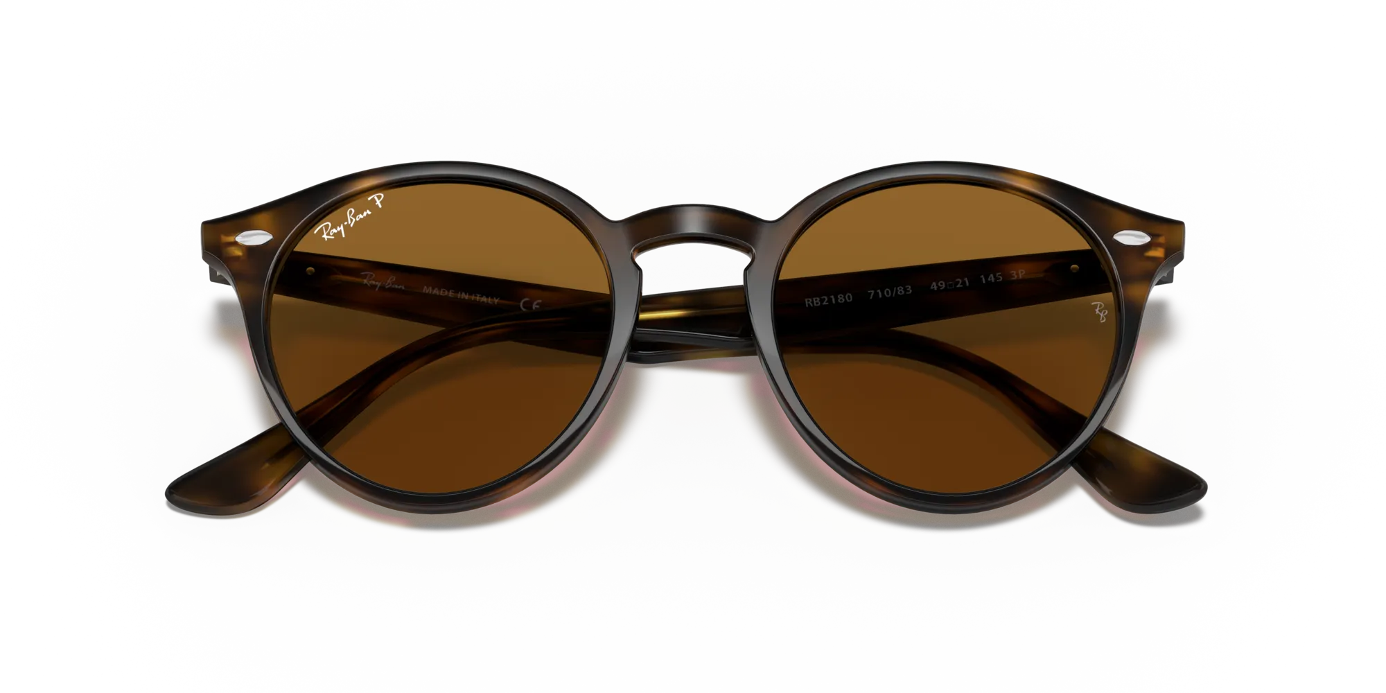 Ray - Ban RB2180 710/83 Occhiali da sole Iniettato Tartaruga Rotonda Polarizzata - immagine 2