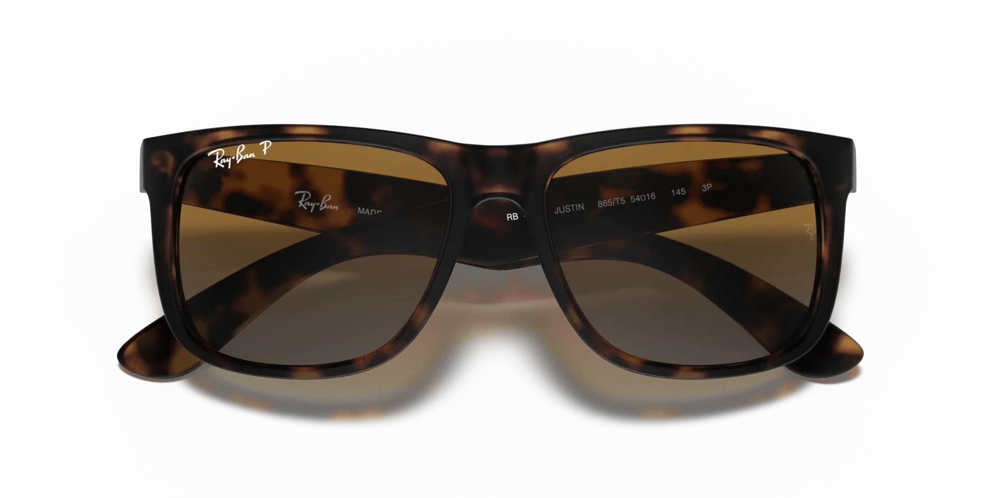 Ray - Ban RB4165 JUSTIN 865/T5 Occhiali da sole Iniettato Tartaruga Marrone Squadrata Polarizzata - immagine 2