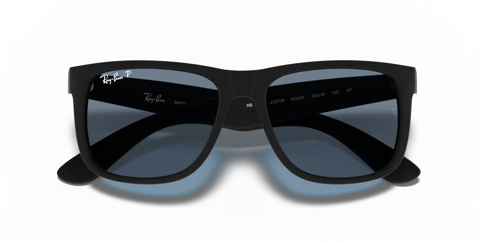 Ray - Ban RB4165 JUSTIN 622/2V Occhiali da sole Nylon Nero Blu Squadrata Polarizzata - immagine 2