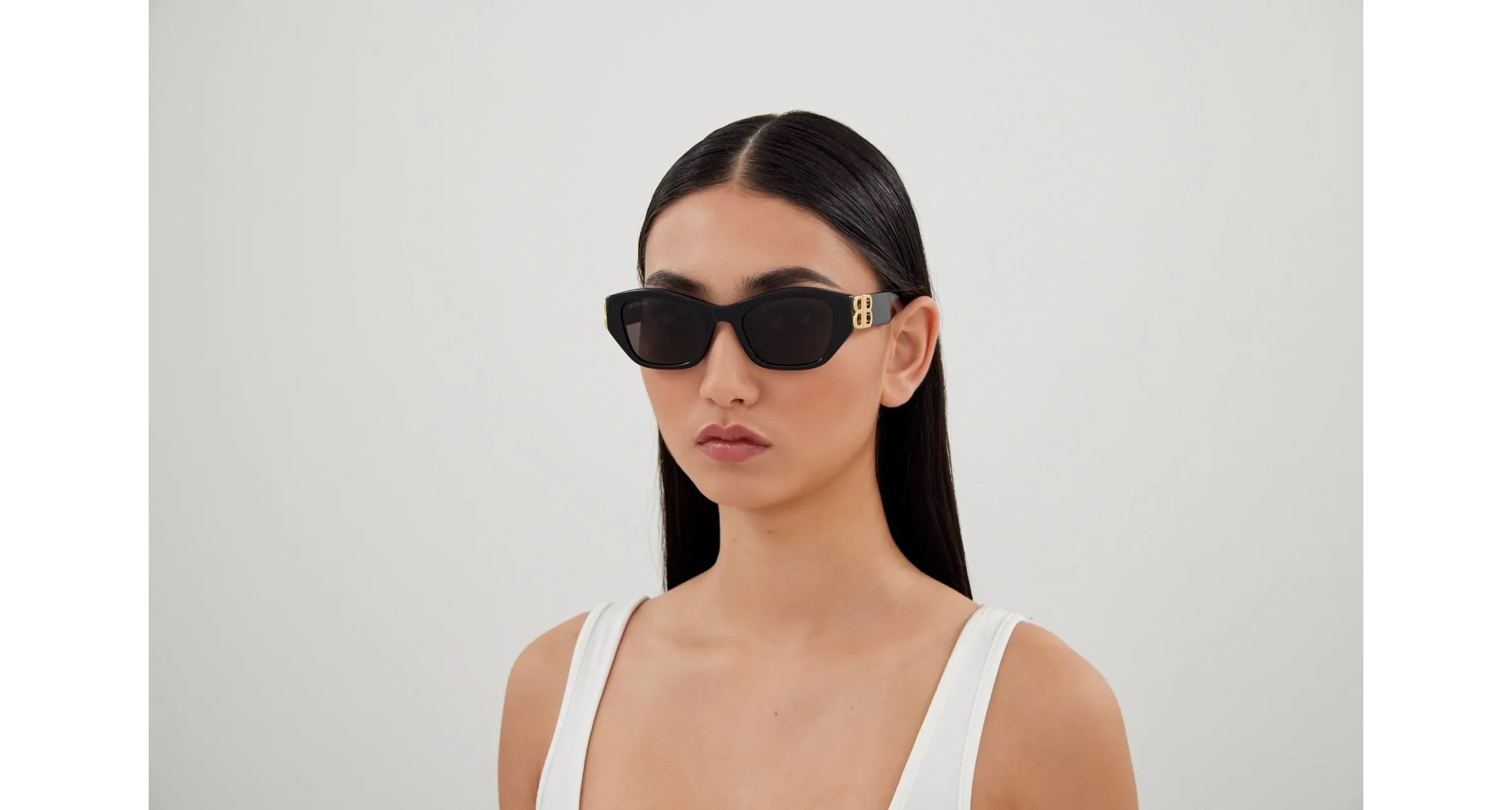 Balenciaga BB0311SK 001 Occhiali da sole Acetato Nero Grigio Cat Eye - immagine 4