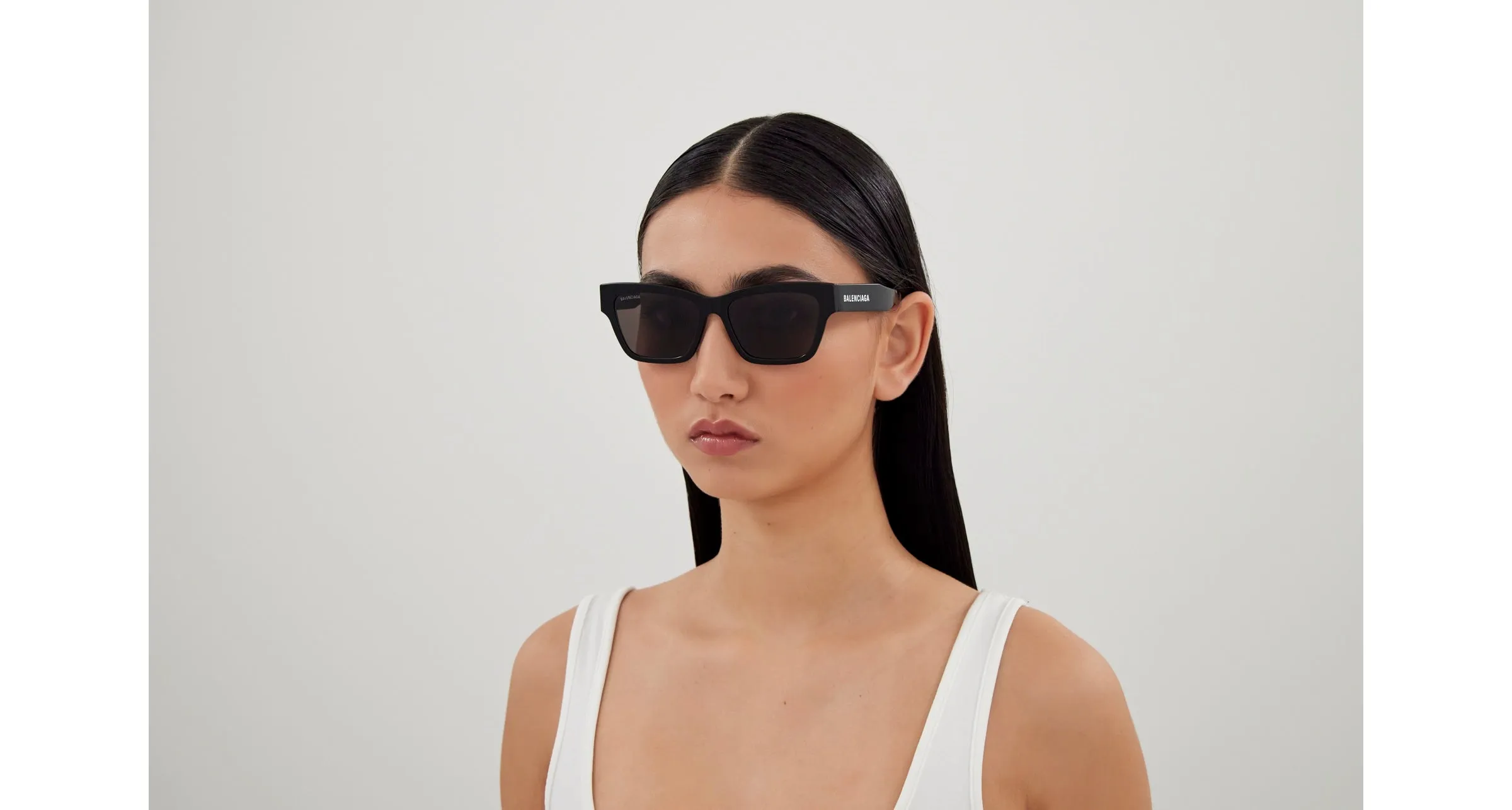 Balenciaga BB0307SA 001 Occhiali da sole Acetato Nero Grigio Squadrata - immagine 4