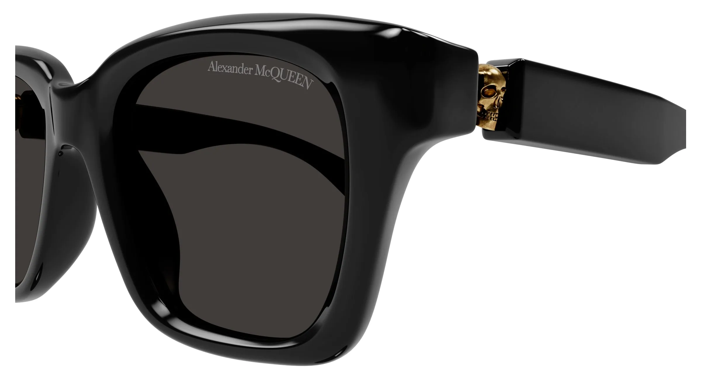 Alexander McQueen AM0432SA 001 Occhiali da sole Acetato Nero Grigio Squadrata - immagine 3