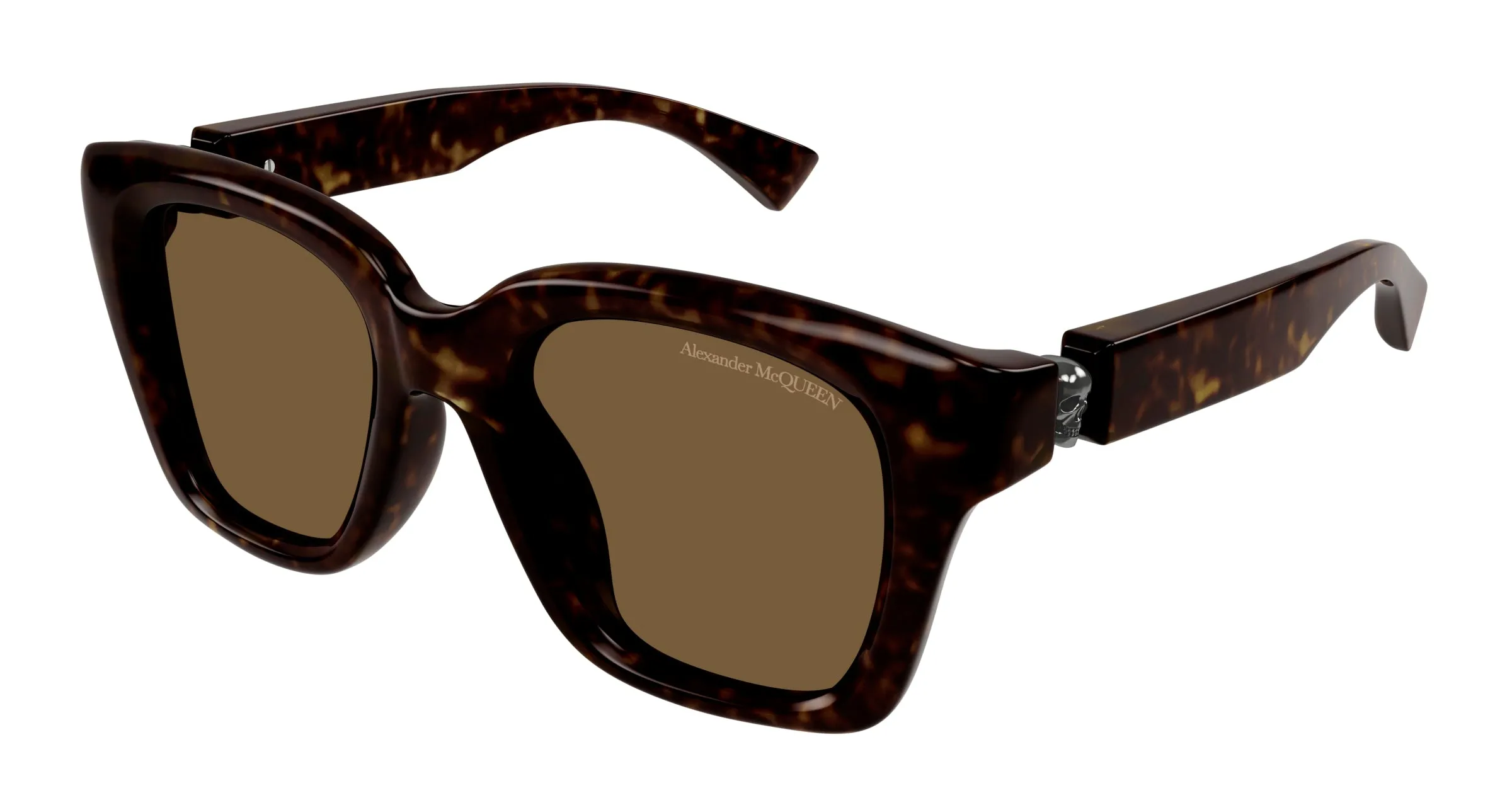 Alexander McQueen AM0432SA 005 Occhiali da sole Acetato Havana Marrone Squadrata - immagine 1