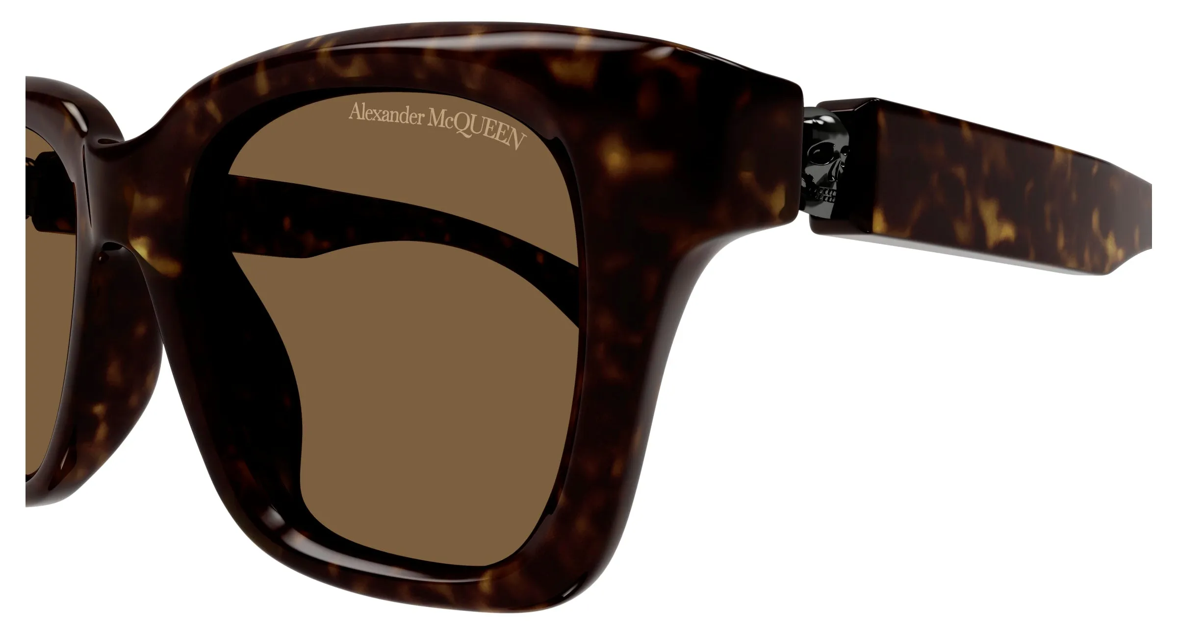 Alexander McQueen AM0432SA 005 Occhiali da sole Acetato Havana Marrone Squadrata - immagine 3