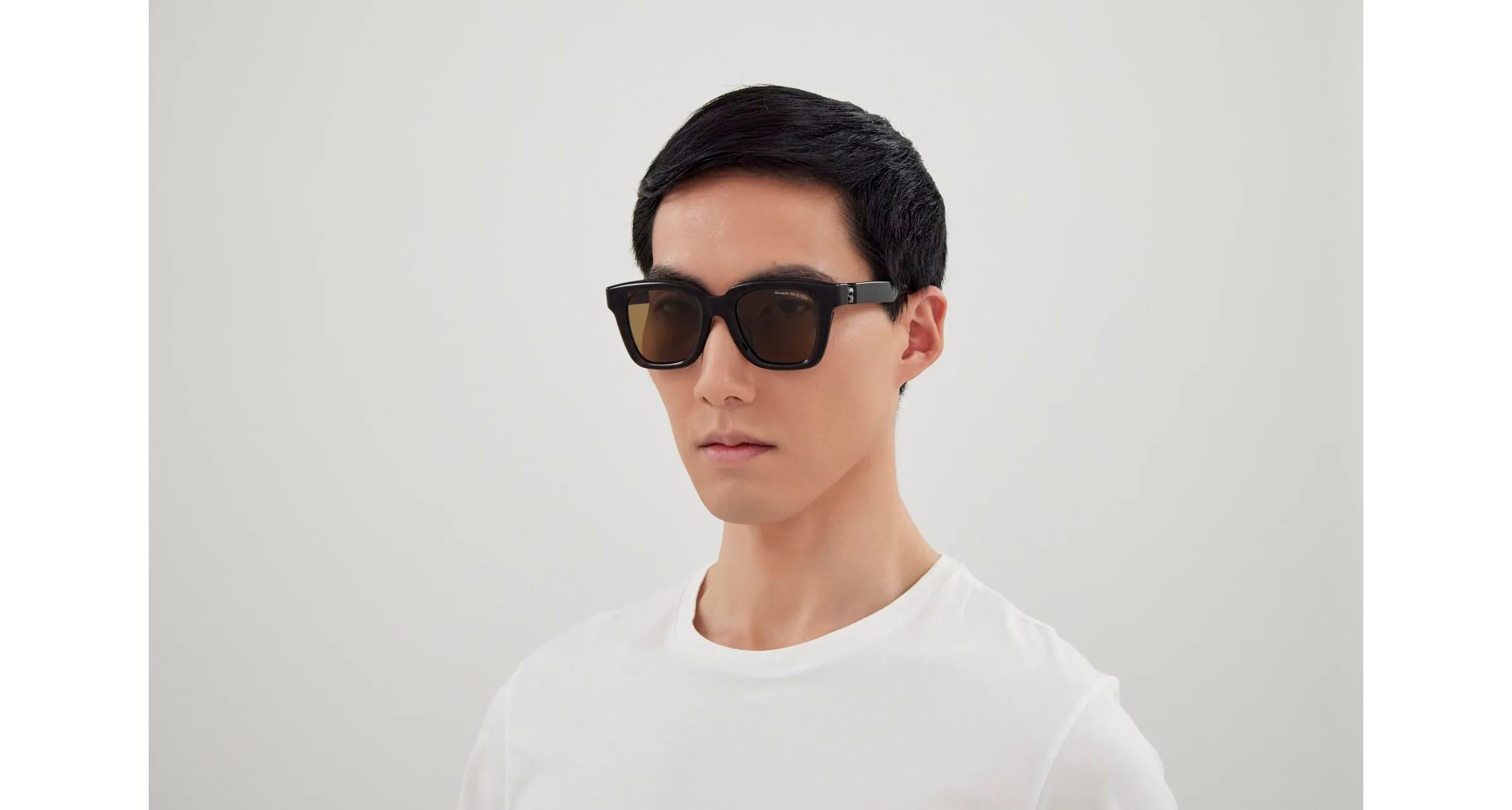 Alexander McQueen AM0432SA 005 Occhiali da sole Acetato Havana Marrone Squadrata - immagine 4