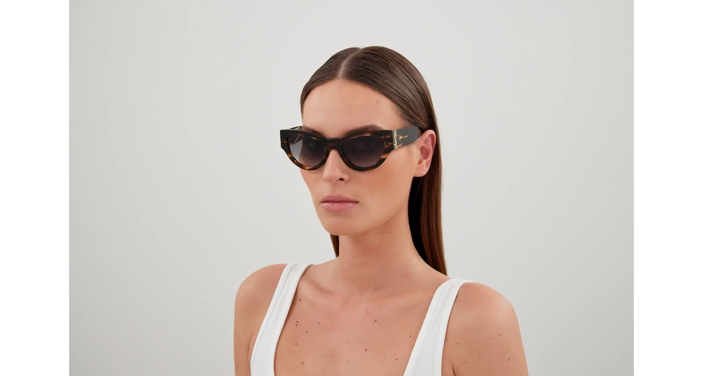 SAINT LAURENT SL M94 005 Occhiali da sole Acetato Havana Grigio Cat Eye Normale Sfumato - immagine 4