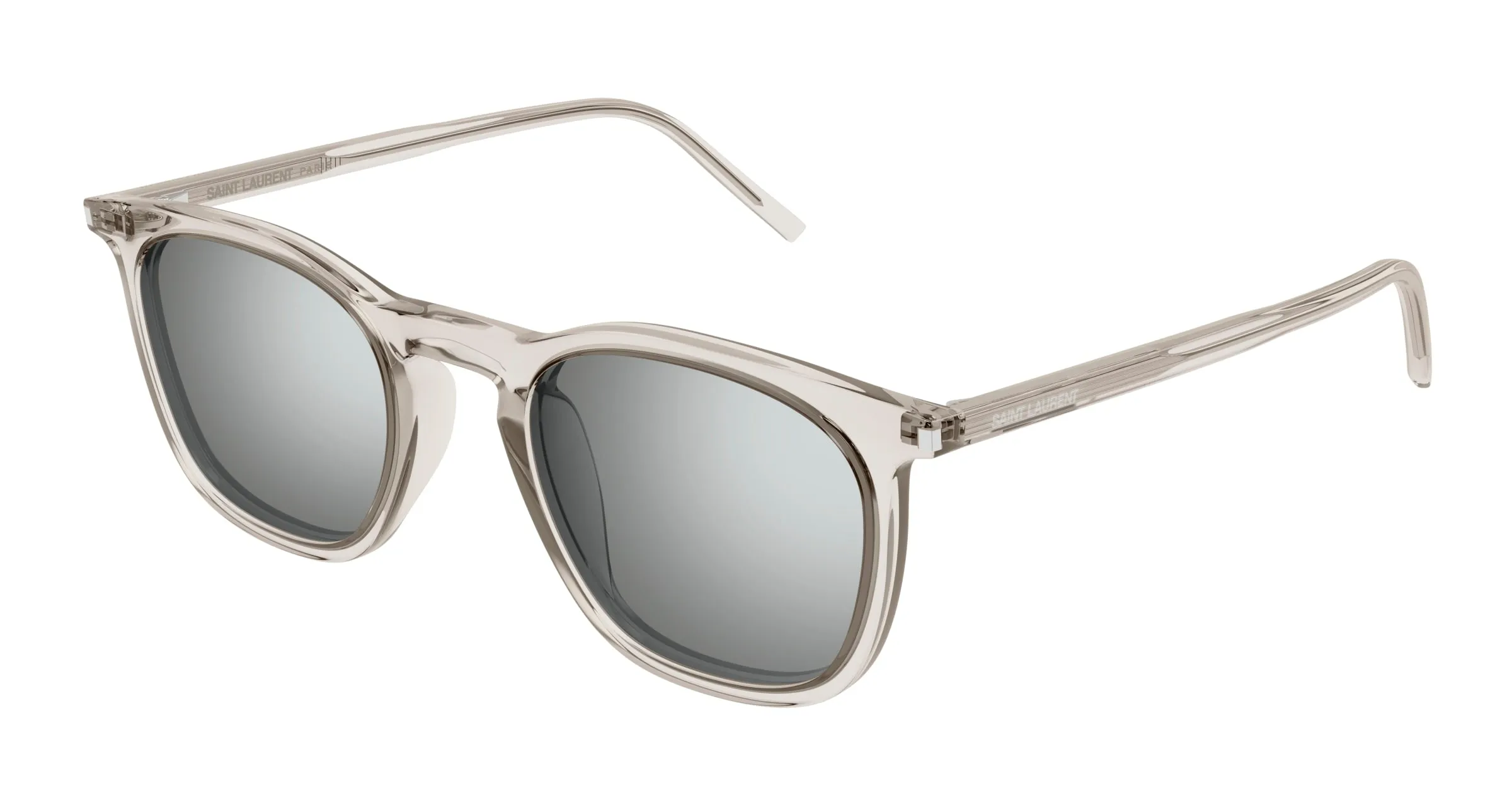 SAINT LAURENT SL 623 004 Occhiali da sole Acetato Beige Argento Rotonda Specchiate - immagine 1