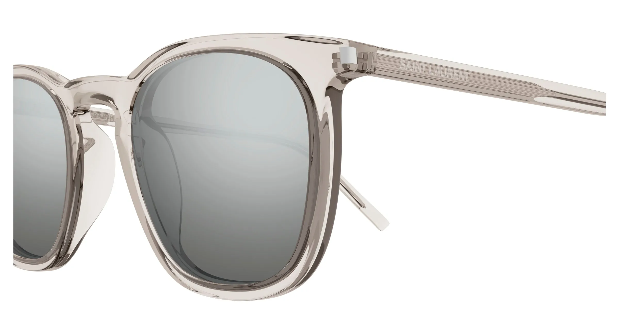 SAINT LAURENT SL 623 004 Occhiali da sole Acetato Beige Argento Rotonda Specchiate - immagine 3