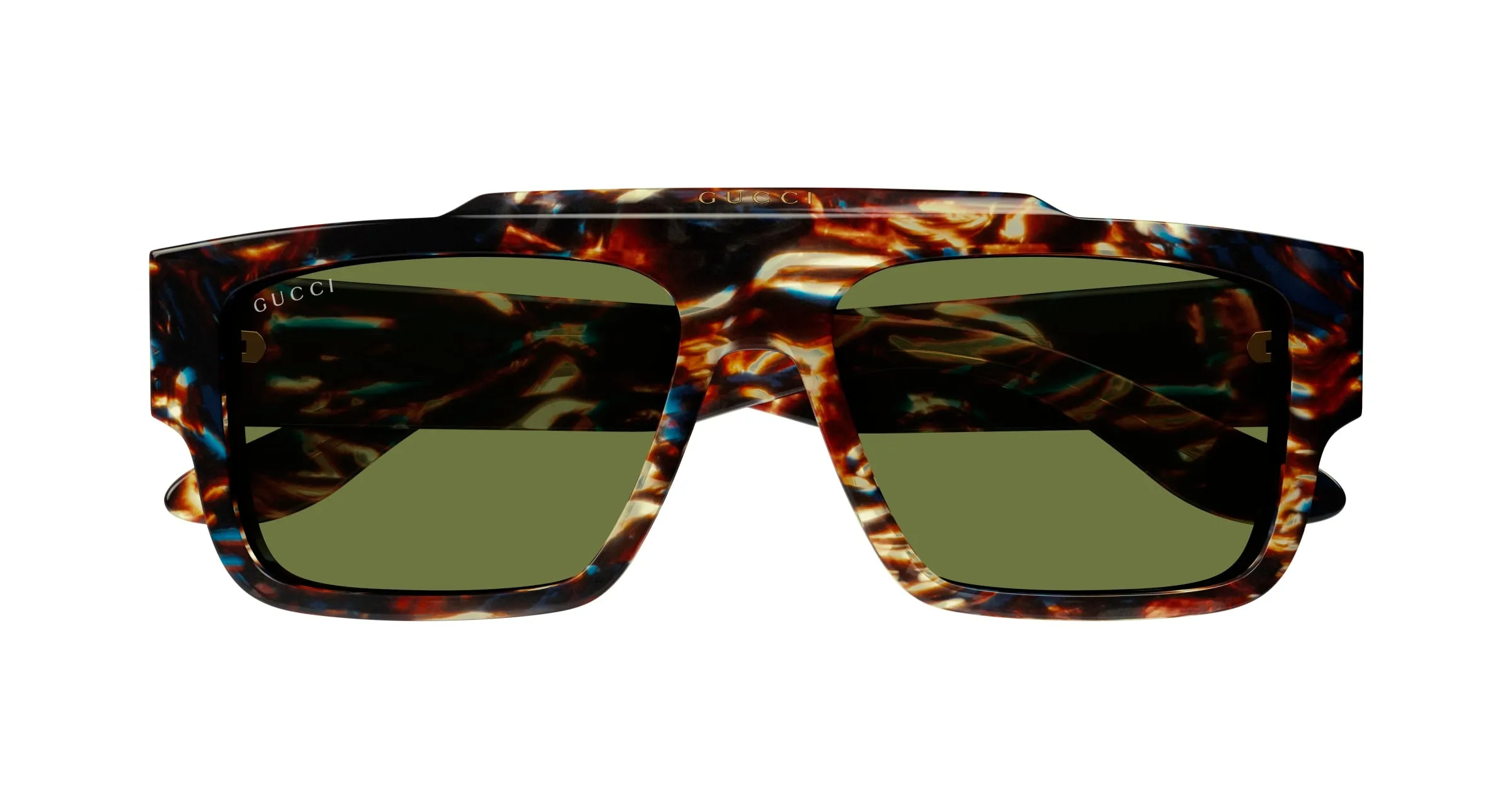 Gucci GG1460S 002 Occhiali da sole Acetato Havana Verde Squadrata Normale - immagine 3