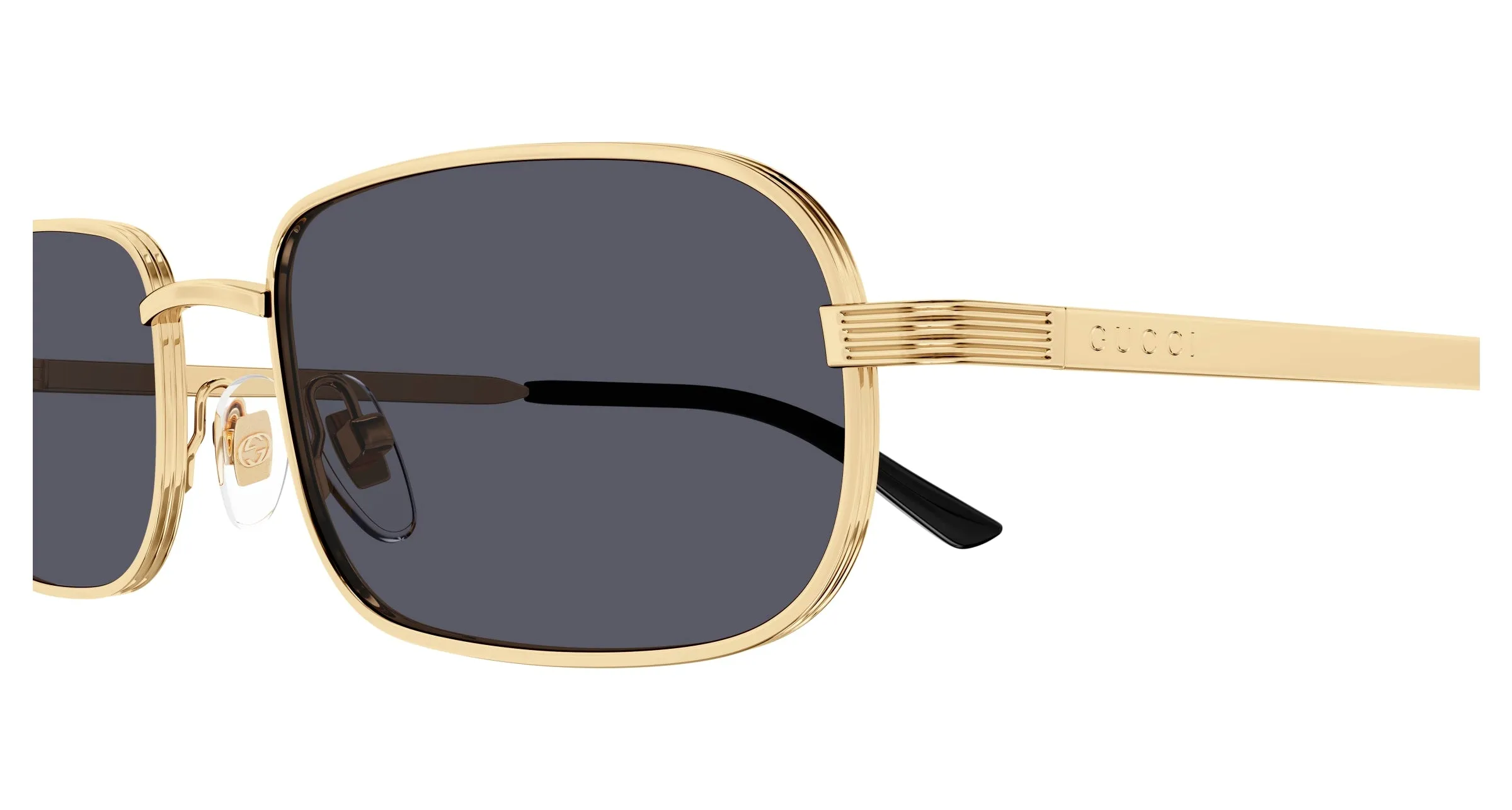 Gucci GG1457S 001 Occhiali da sole Metallo Oro Grigio Squadrata Normale - immagine 3