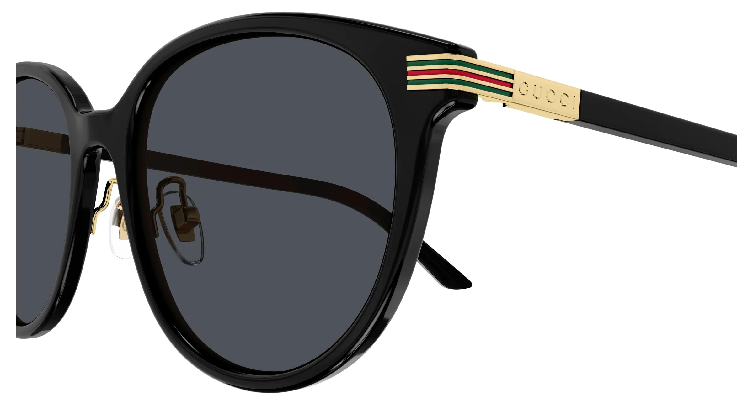 Gucci GG1452SK 001 Occhiali da sole Acetato Nero Grigio Rotonda - immagine 3