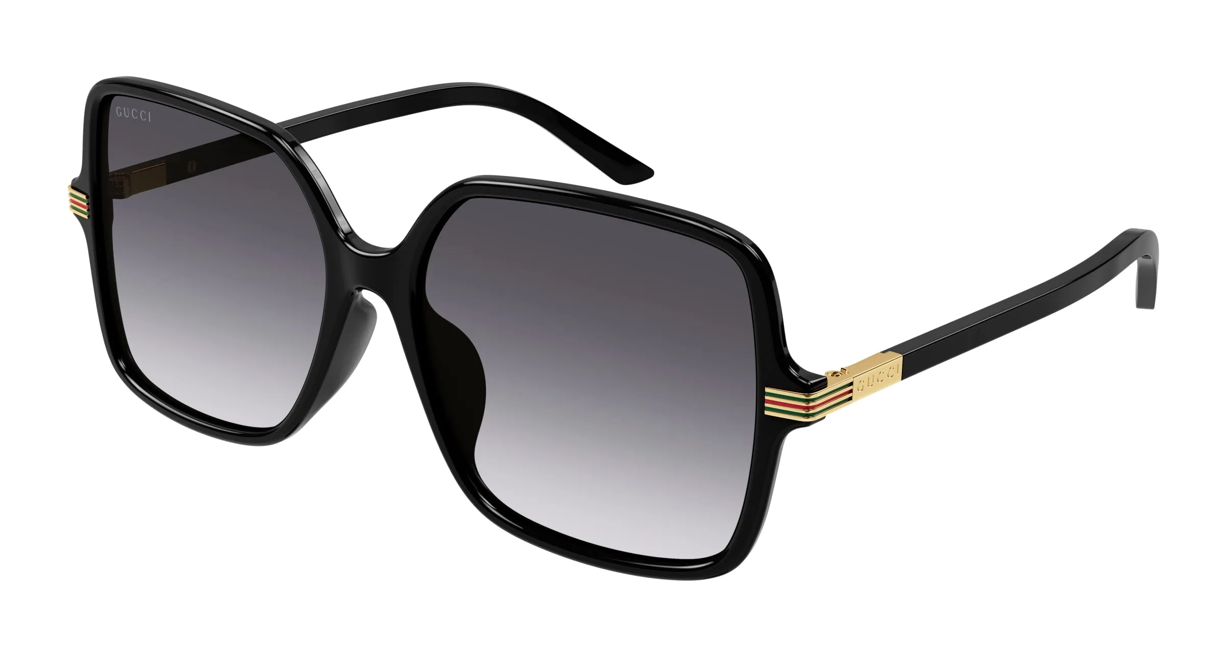Gucci GG1448SA 001 Occhiali da sole Acetato Nero Grigio Squadrata Sfumato - immagine 1