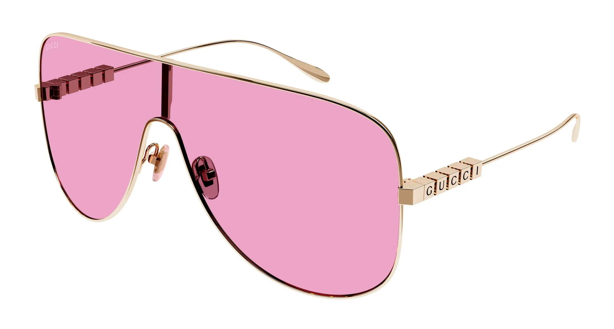 Gucci Donna GG1436S 004 Occhiali da sole Metallo Oro Rosa Maschera Normale - immagine 1