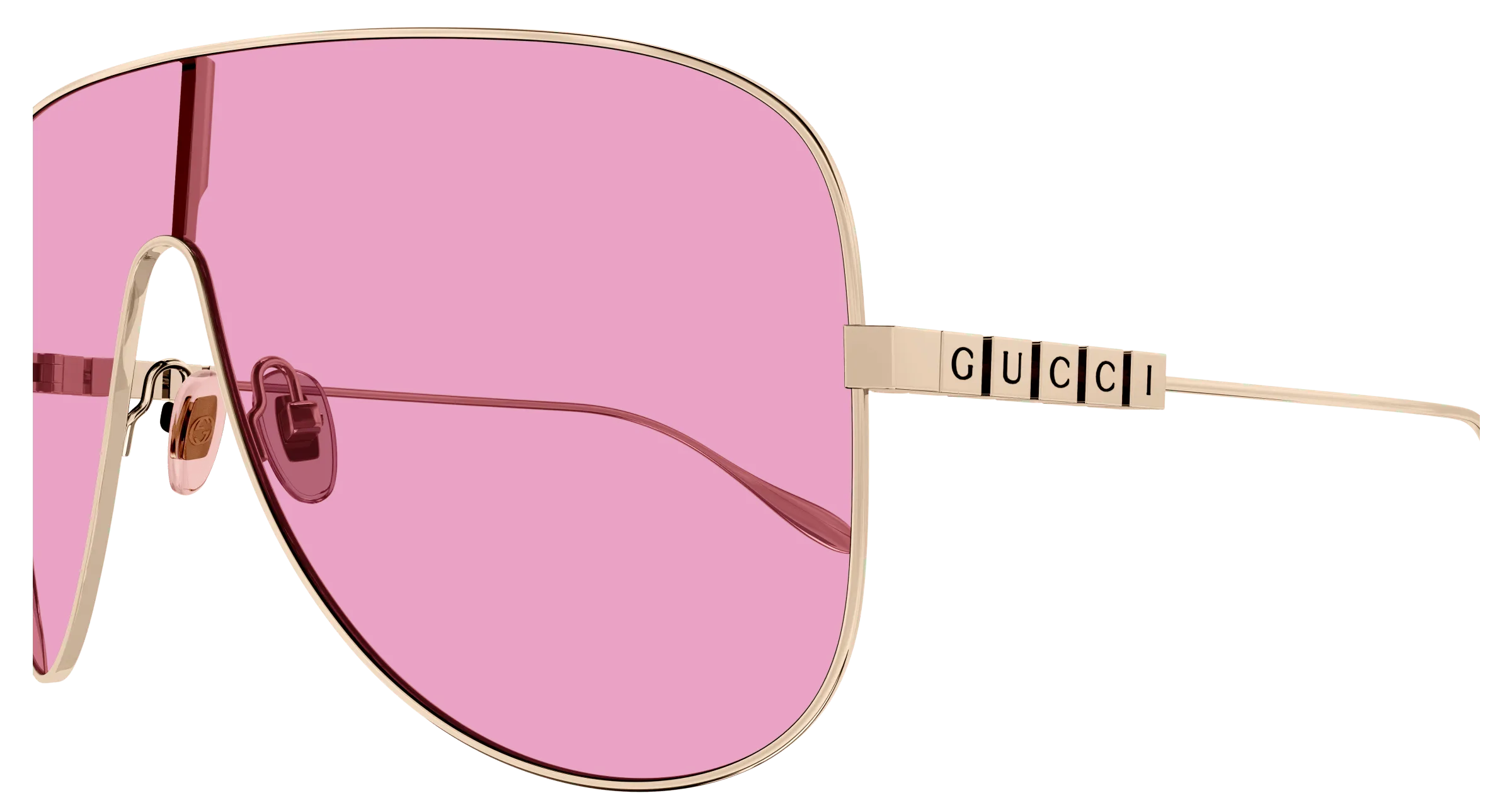 Gucci Donna GG1436S 004 Occhiali da sole Metallo Oro Rosa Maschera Normale - immagine 3