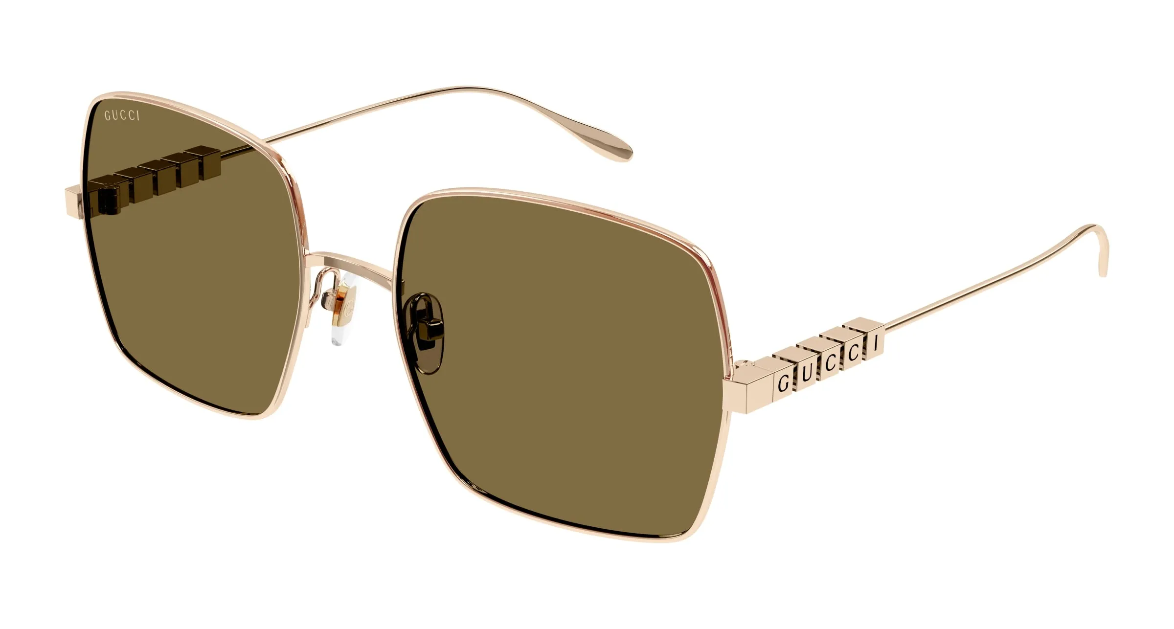 Gucci GG1434S 002 Occhiali da sole Metallo Oro Marrone Squadrata Normale - immagine 1