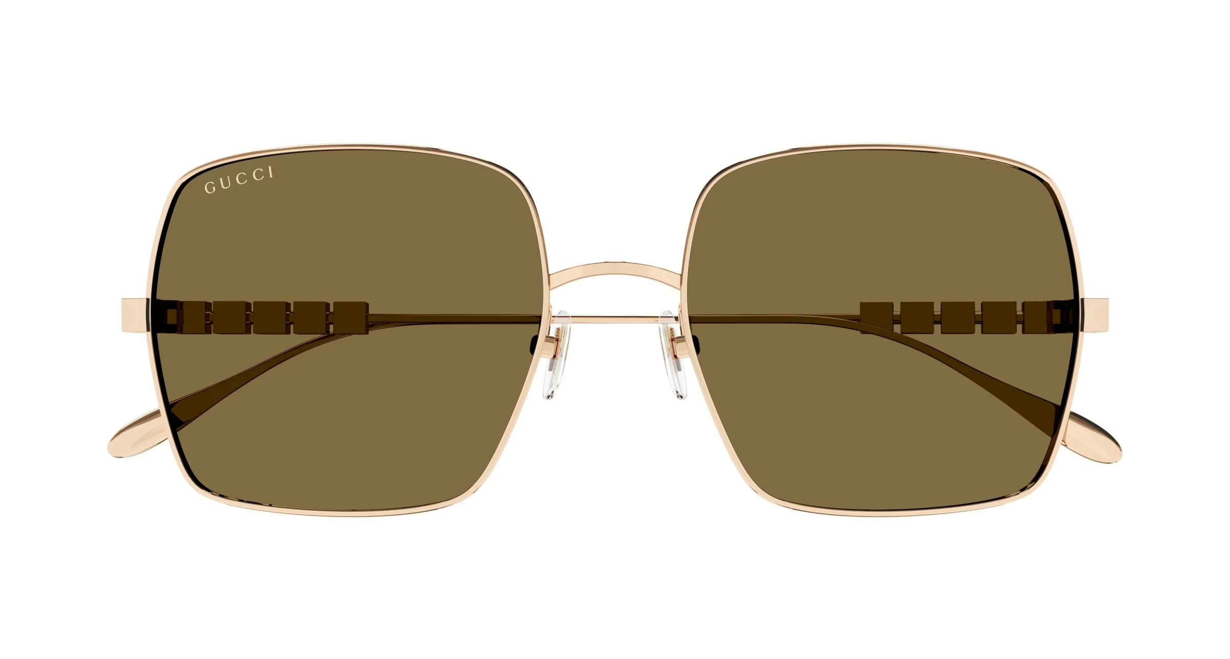 Gucci GG1434S 002 Occhiali da sole Metallo Oro Marrone Squadrata Normale - immagine 2