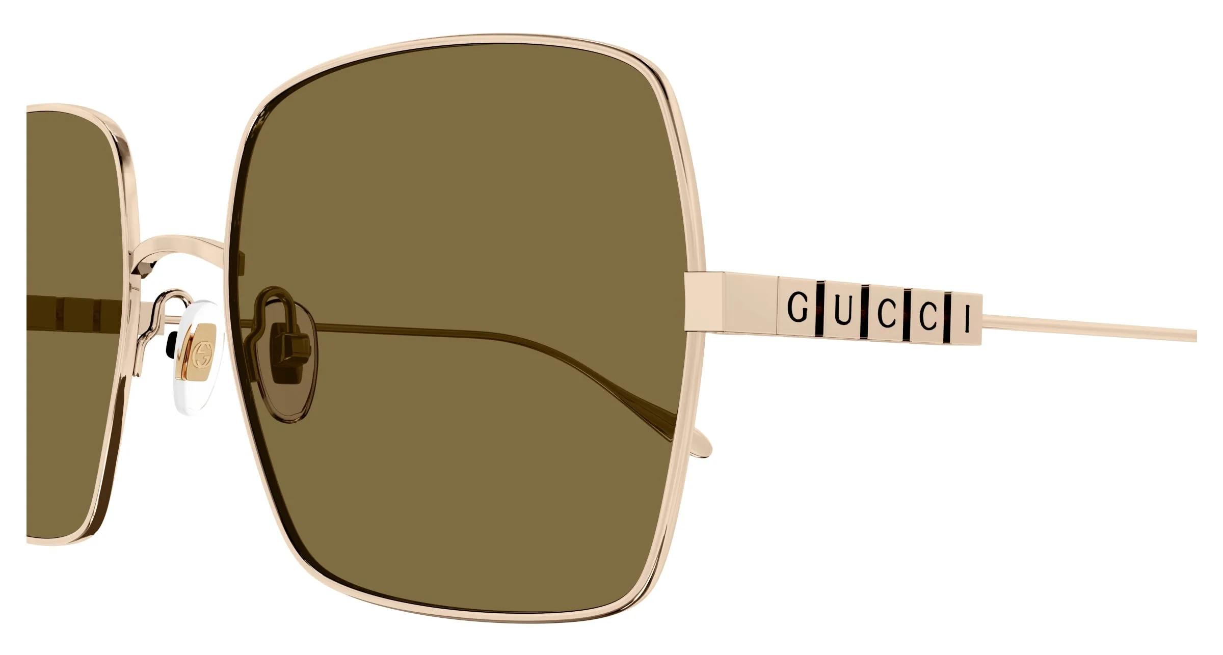 Gucci GG1434S 002 Occhiali da sole Metallo Oro Marrone Squadrata Normale - immagine 3