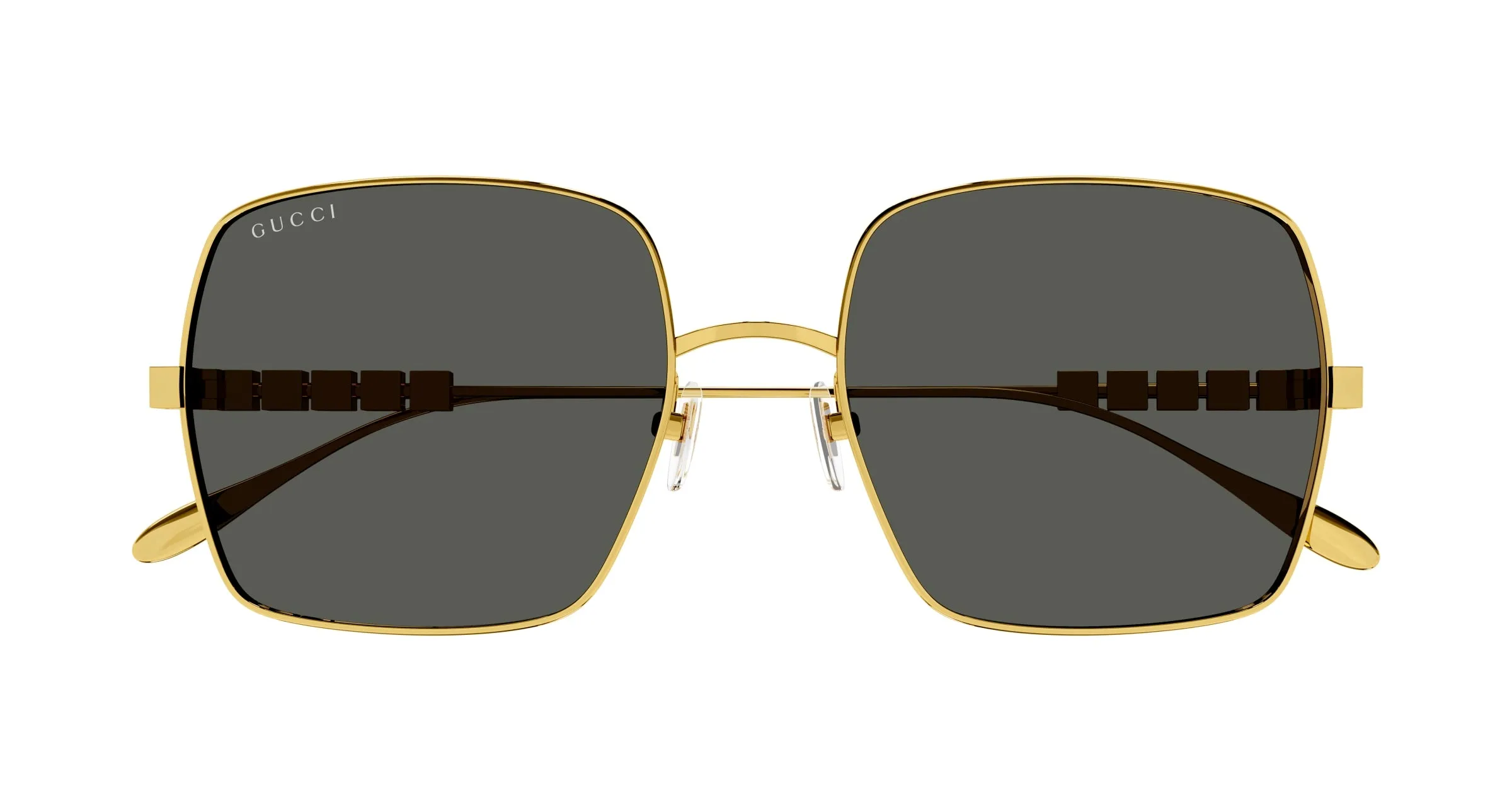 Gucci GG1434S 001 Occhiali da sole Metallo Oro Grigio Squadrata Normale - immagine 2