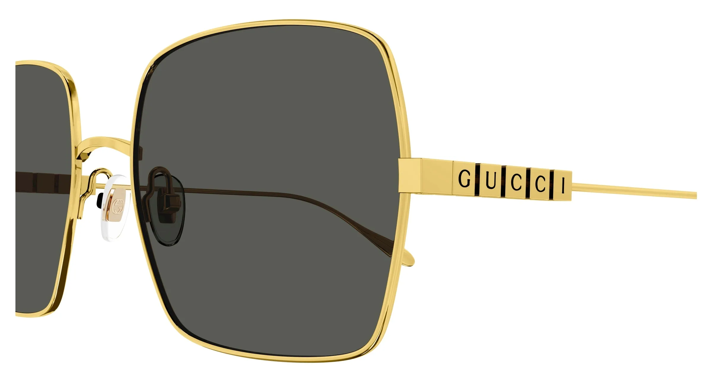 Gucci GG1434S 001 Occhiali da sole Metallo Oro Grigio Squadrata Normale - immagine 3