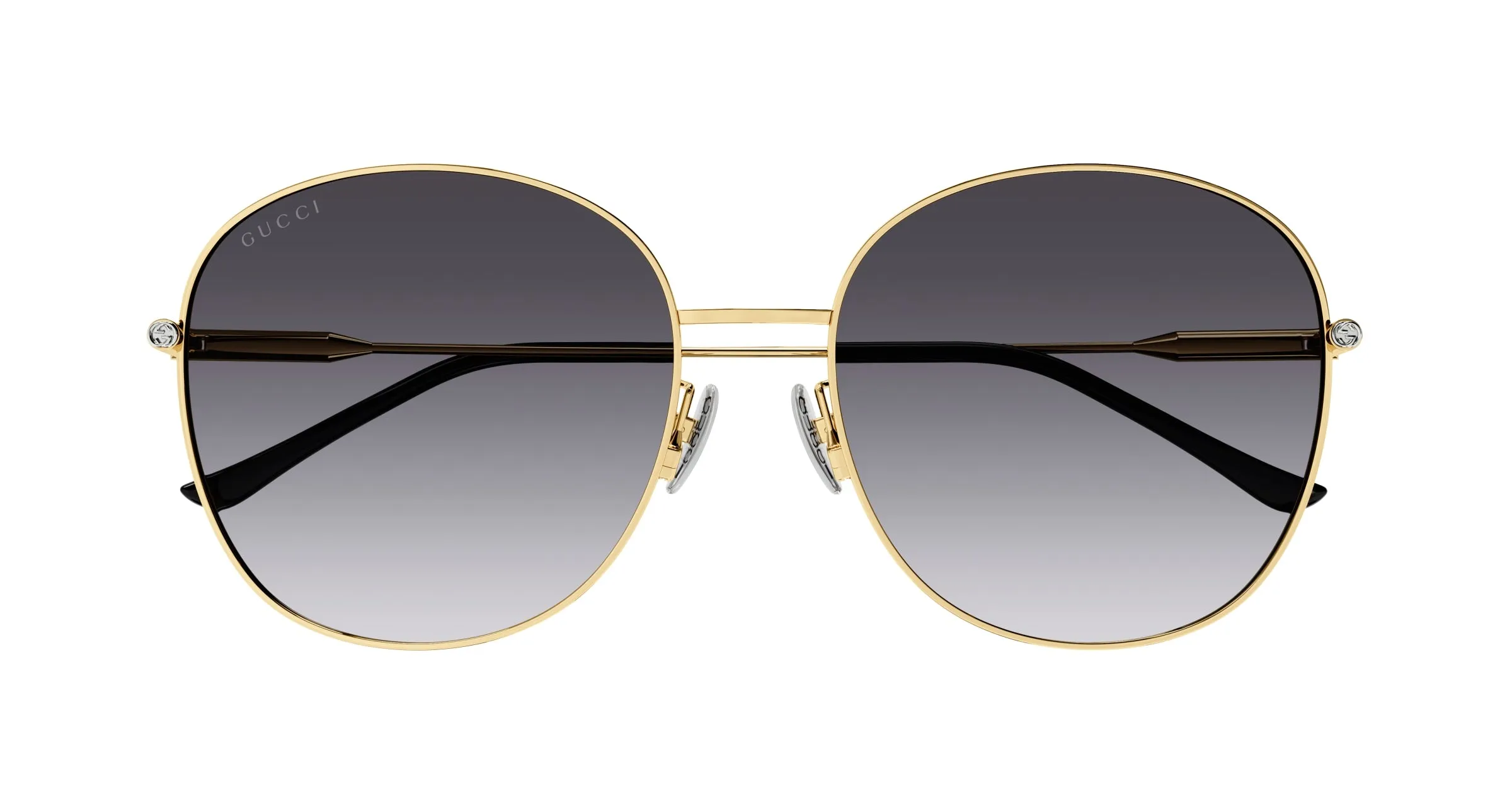 Gucci GG1416SK 001 Occhiali da sole Metallo Oro Grigio Squadrata Normale Sfumato - immagine 2