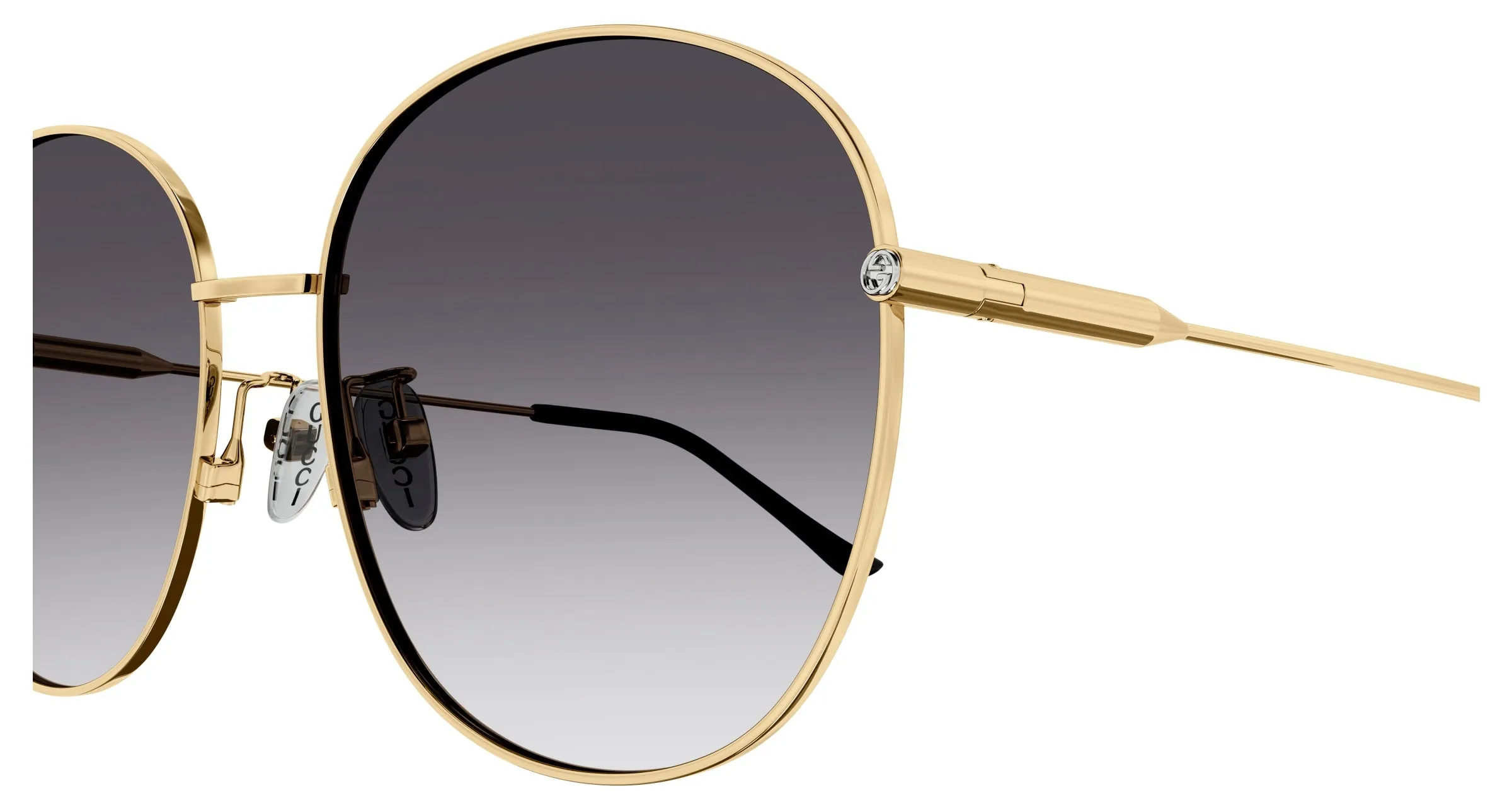Gucci GG1416SK 001 Occhiali da sole Metallo Oro Grigio Squadrata Normale Sfumato - immagine 3